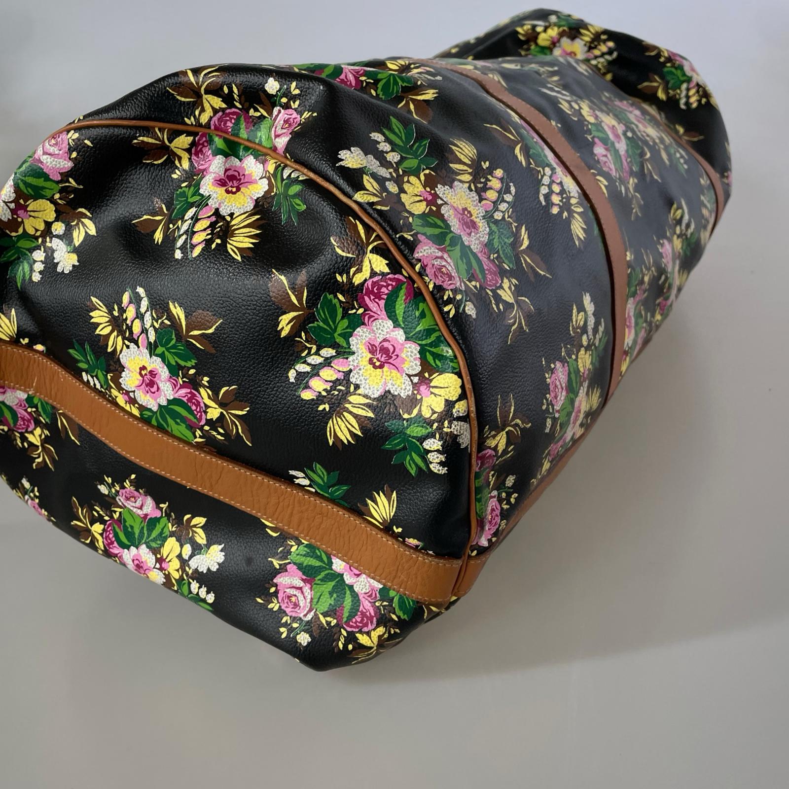 その他バッグ 花柄 ボストンバッグ 黒 マルチカラー