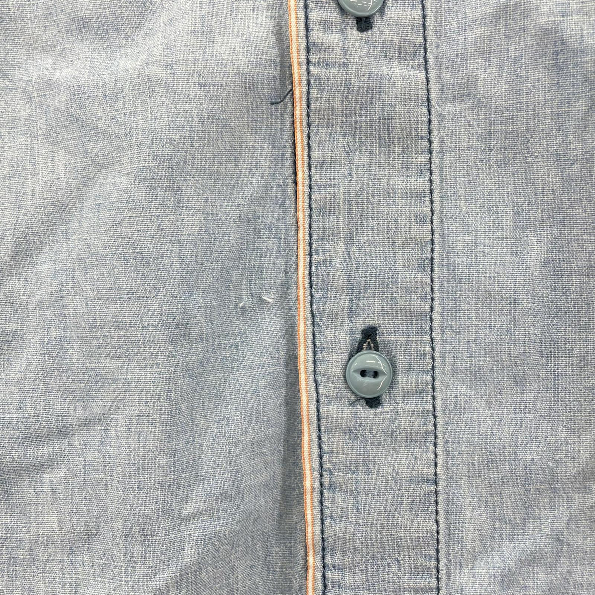 長袖シャツ 刺繍デニムシャツ サックス