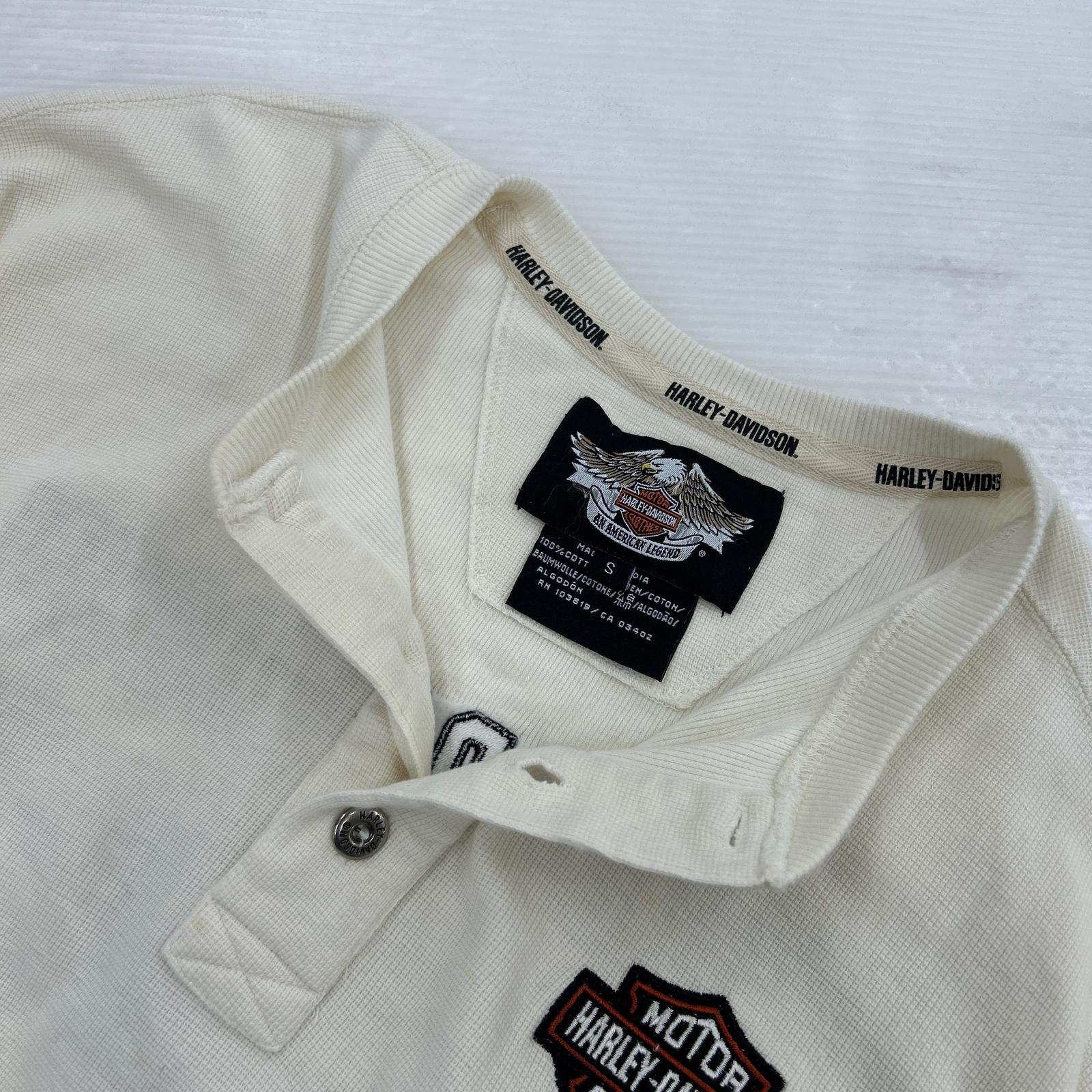長袖Tシャツ サーマル ヘンリーネック ホワイト 刺繍(S) S ホワイト