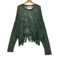 長袖Tシャツ Pullover Fringe Net Knit フリー グリーン