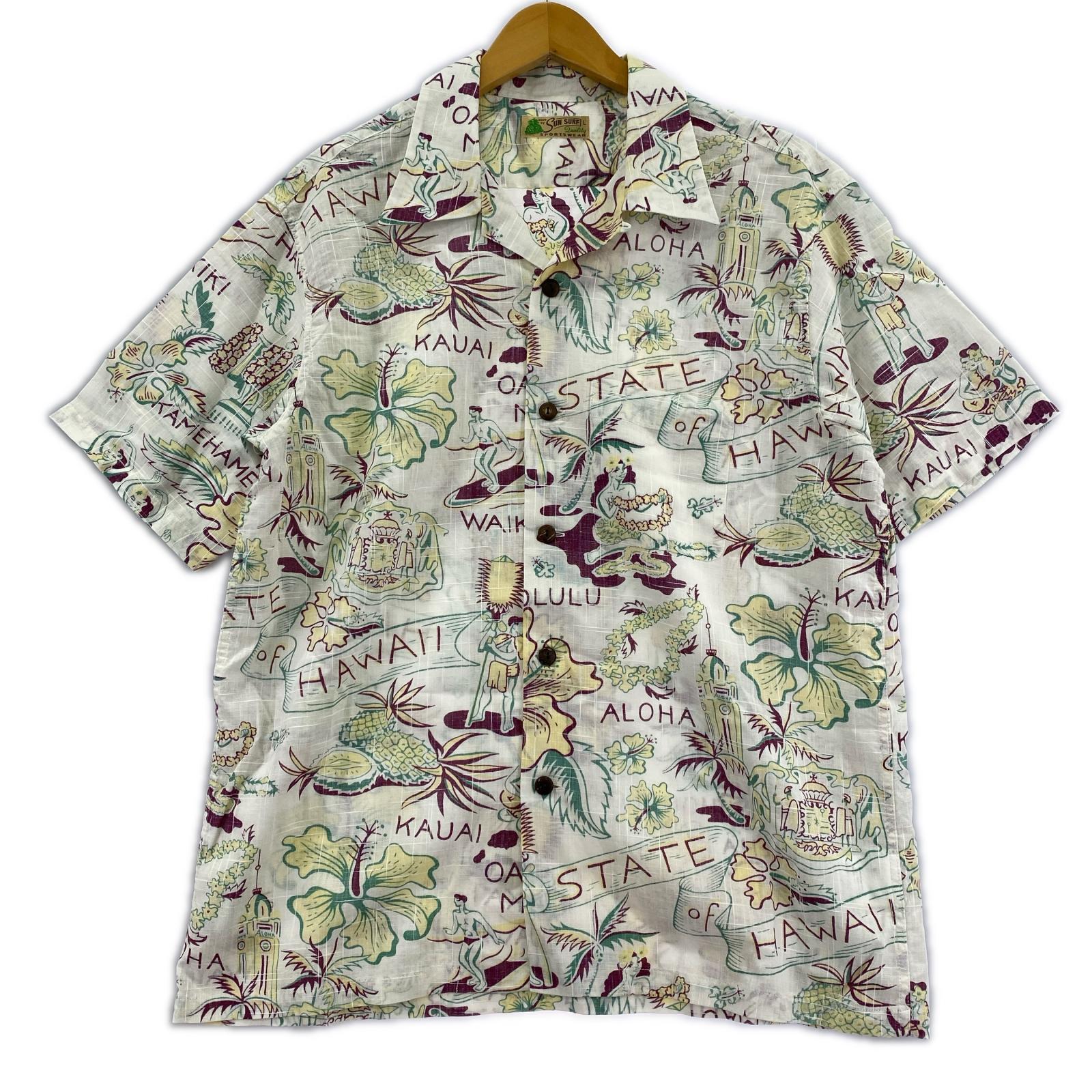 半袖シャツ HAWAII 総柄アロハシャツ (L) L ホワイト