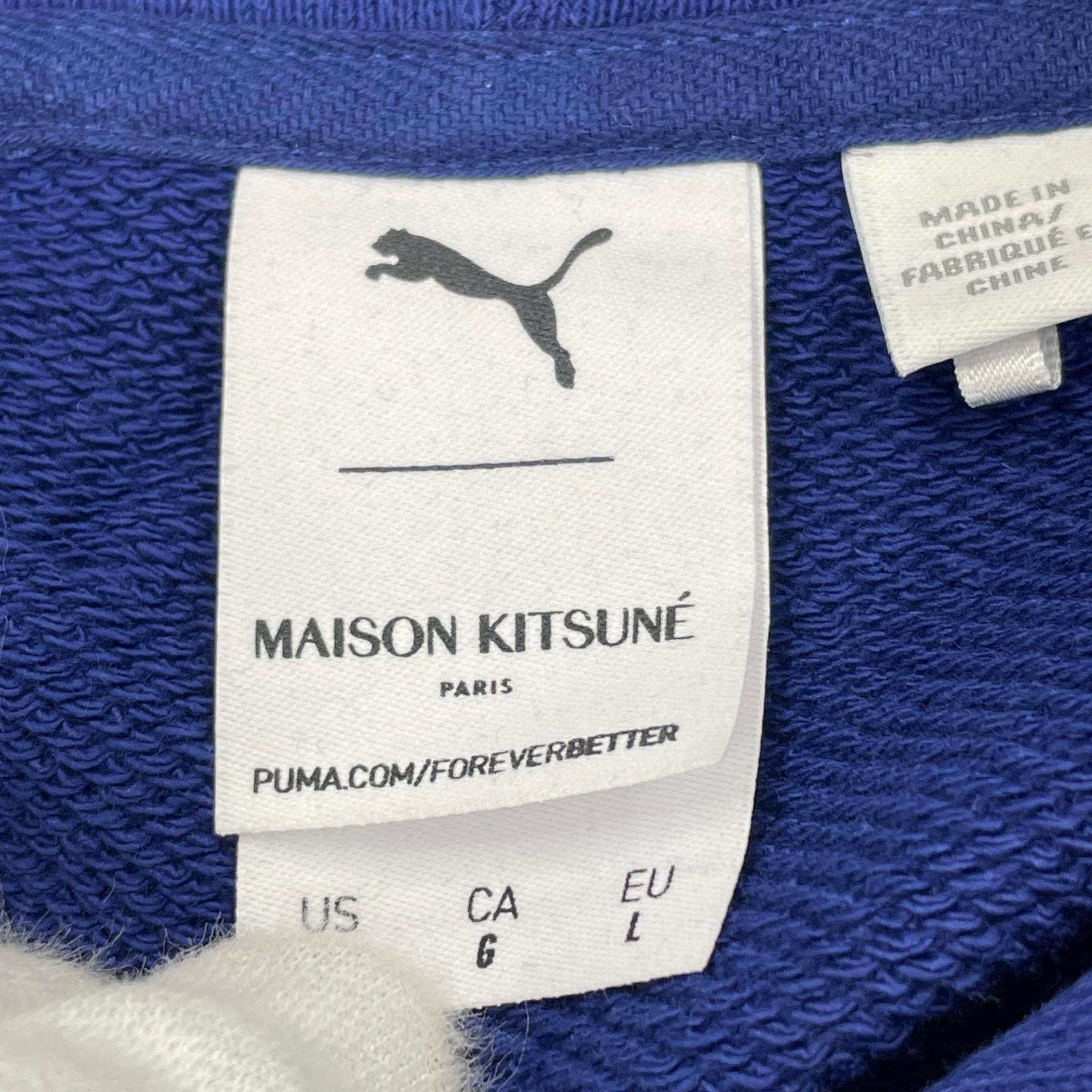 パーカー ☆PUMA ×MAIOSN KITSUNE KITSUNE HOODIE L ブルー L ブルー