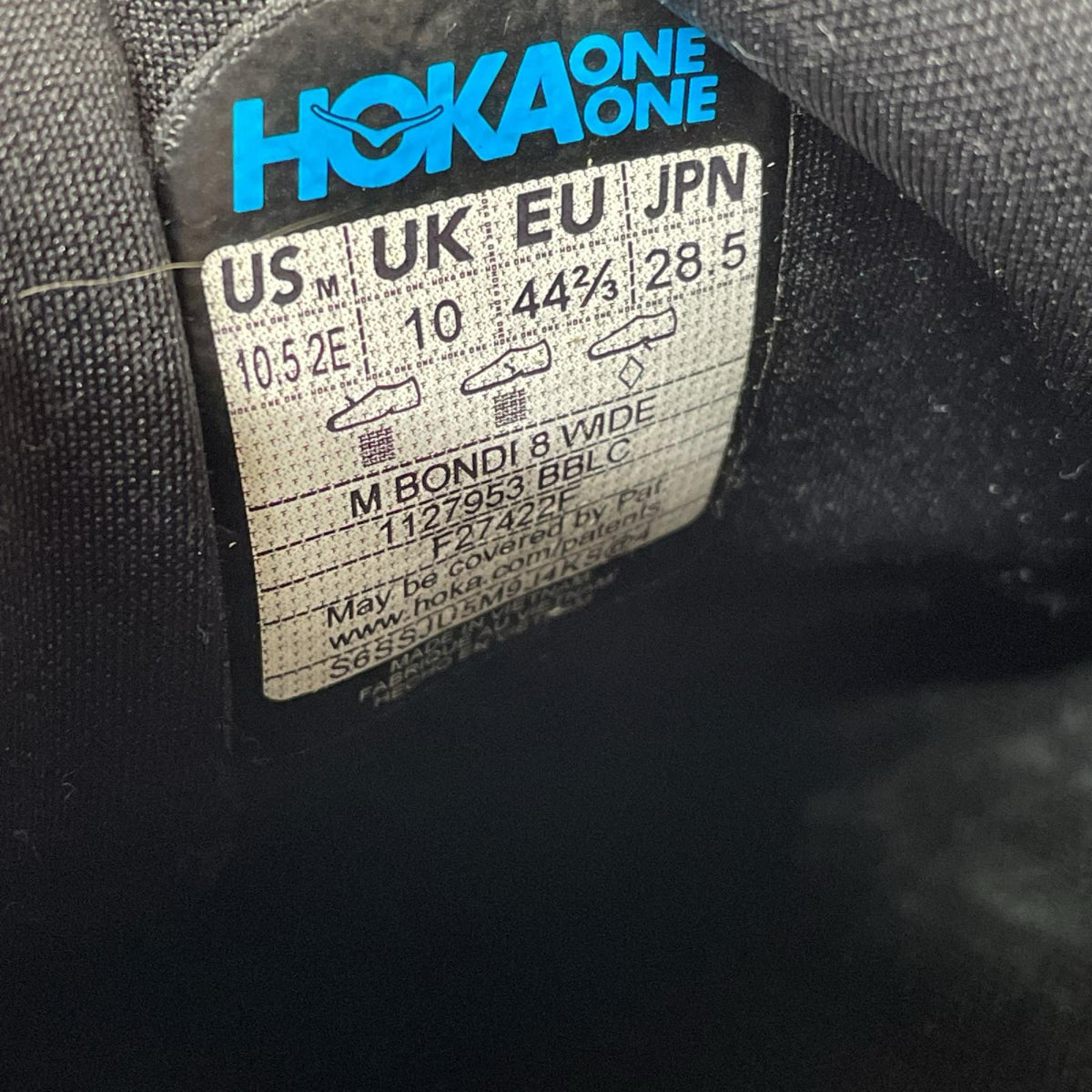スニーカー HOKA ONE ONE BONDI 8 WIDE 1127953 BBLC 黒 (28.5) 28.5cm (US10 1/2 UK10 EU47) ブラック