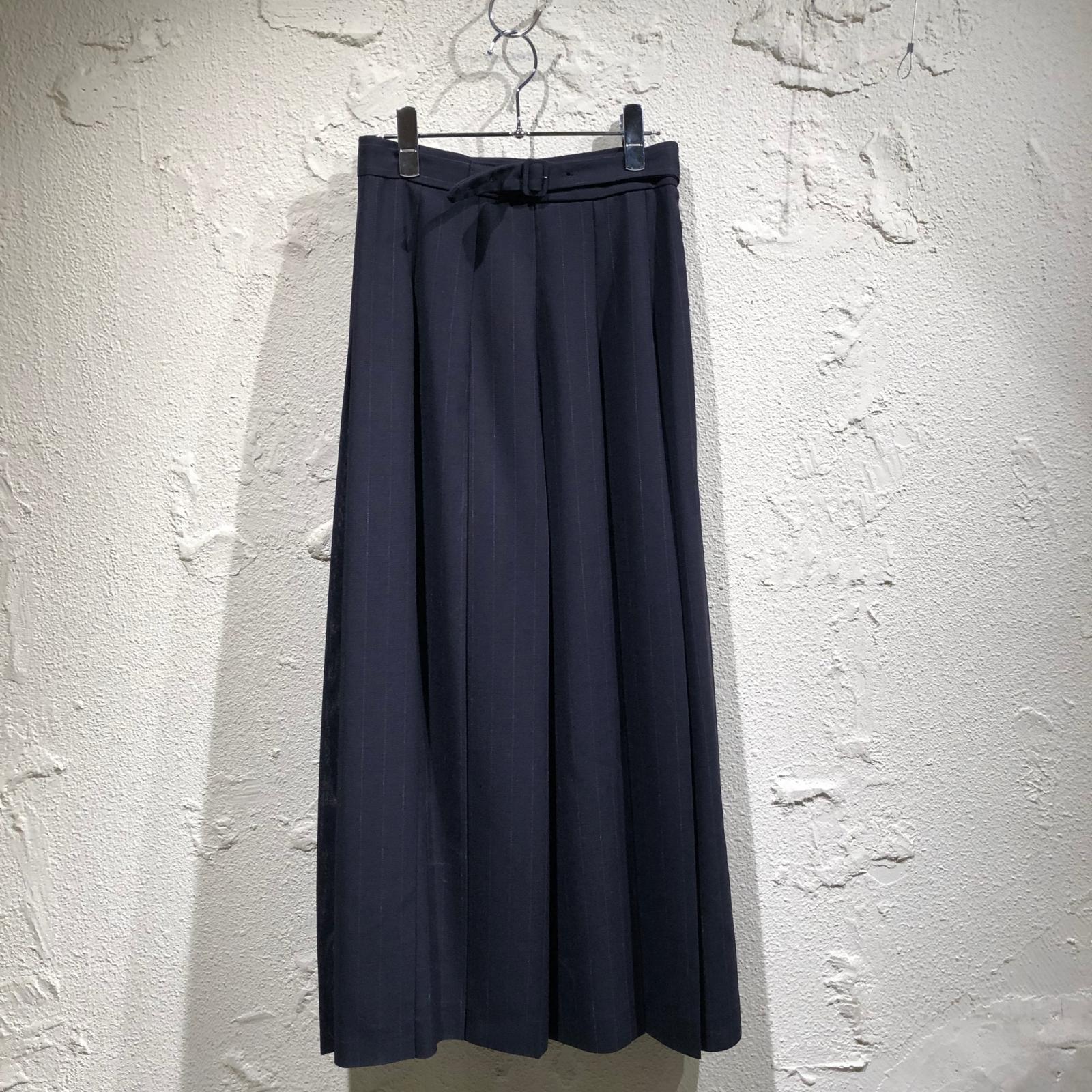 ロングスカート PANAMA STRIPE PLEATED SKIRT 0