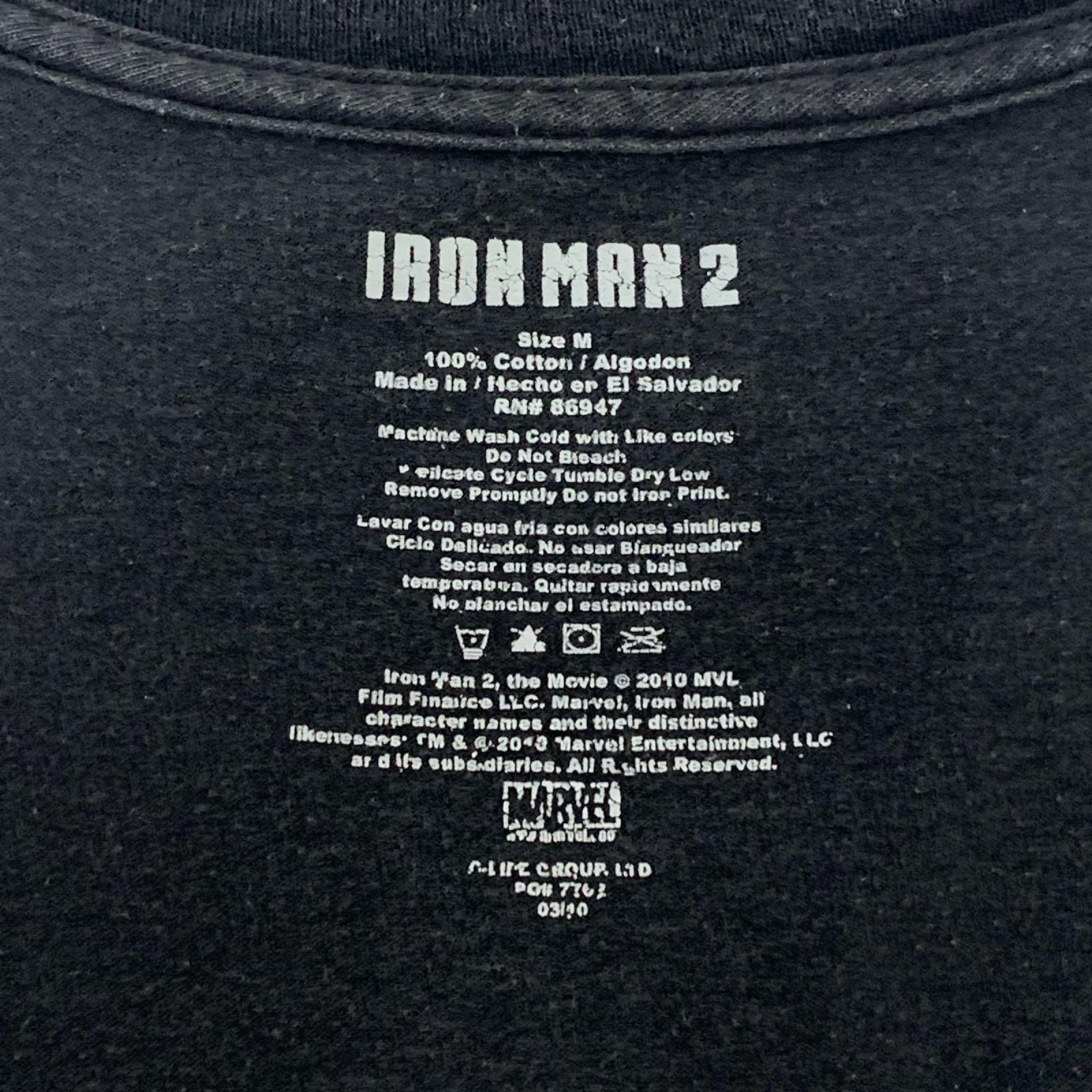 半袖Tシャツ MARVEL IRON MAN2 アイアンマン×ウォーマシン 相棒プリントTee M ブラック M ブラック