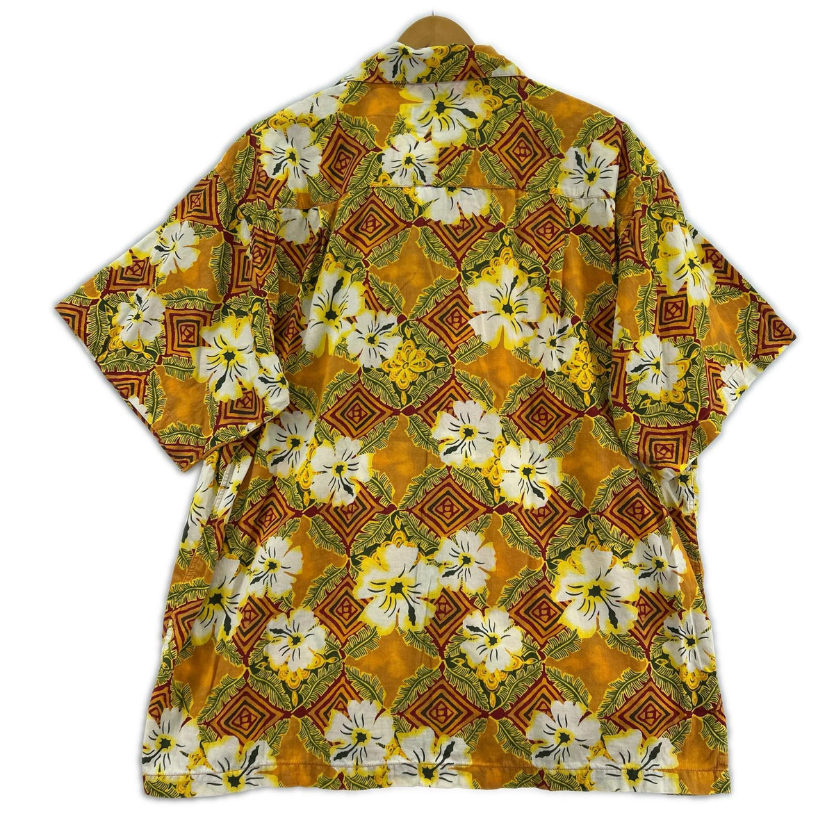 半袖シャツ pataloha ハイビスカス柄 アロハシャツ 黄 L イエロー