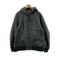 ジャケット フーデッドレザージャケット (XL) 783-3250081 ブラック