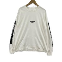 長袖Tシャツ 袖ロゴデザイン 白 (L) L ホワイト