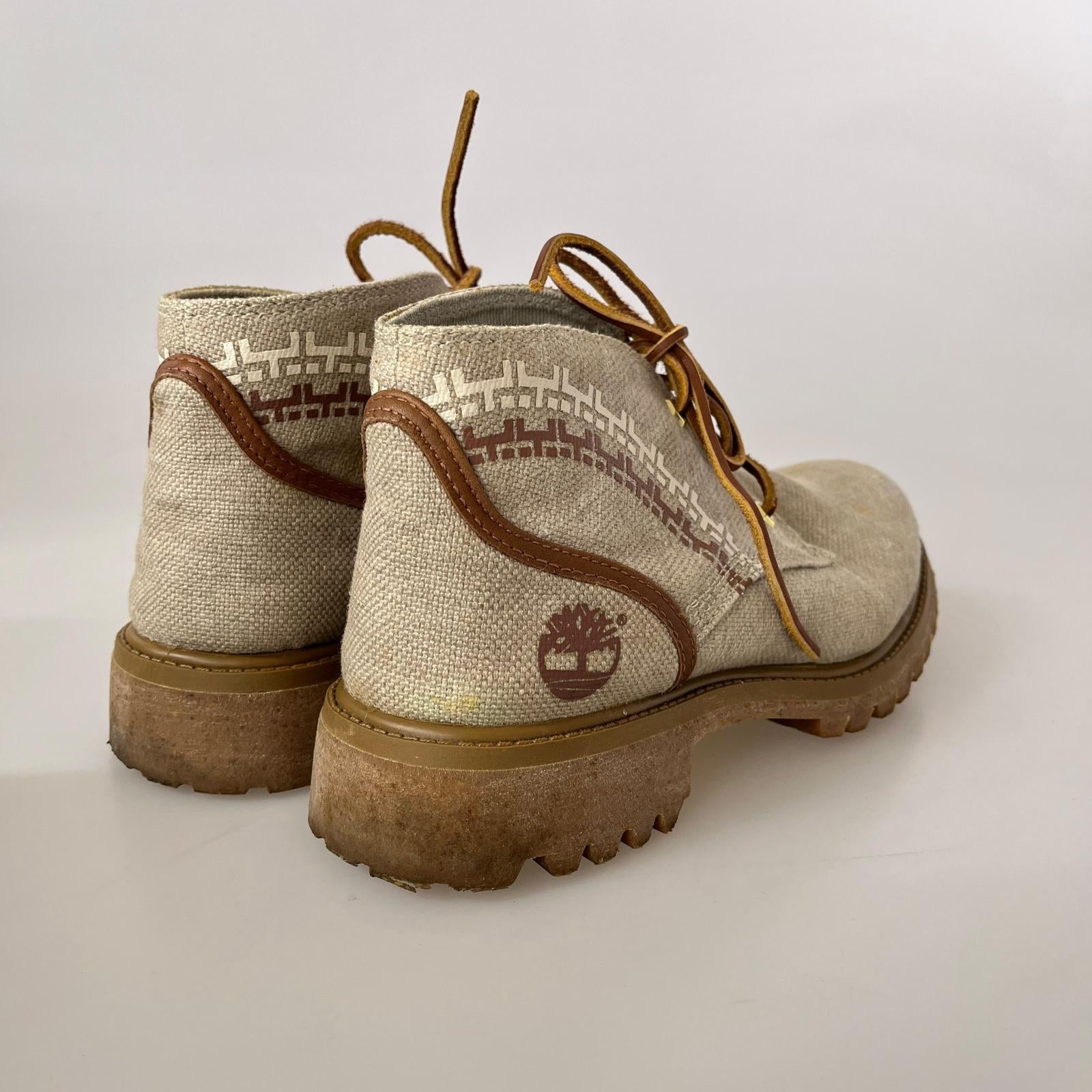 ブーツ Timberland キャンバス チャッカブーツ ベージュ