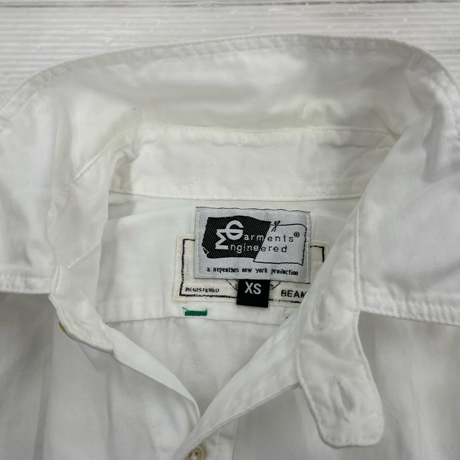 長袖シャツ ヘリンボーン シャツ 白 XS ホワイト