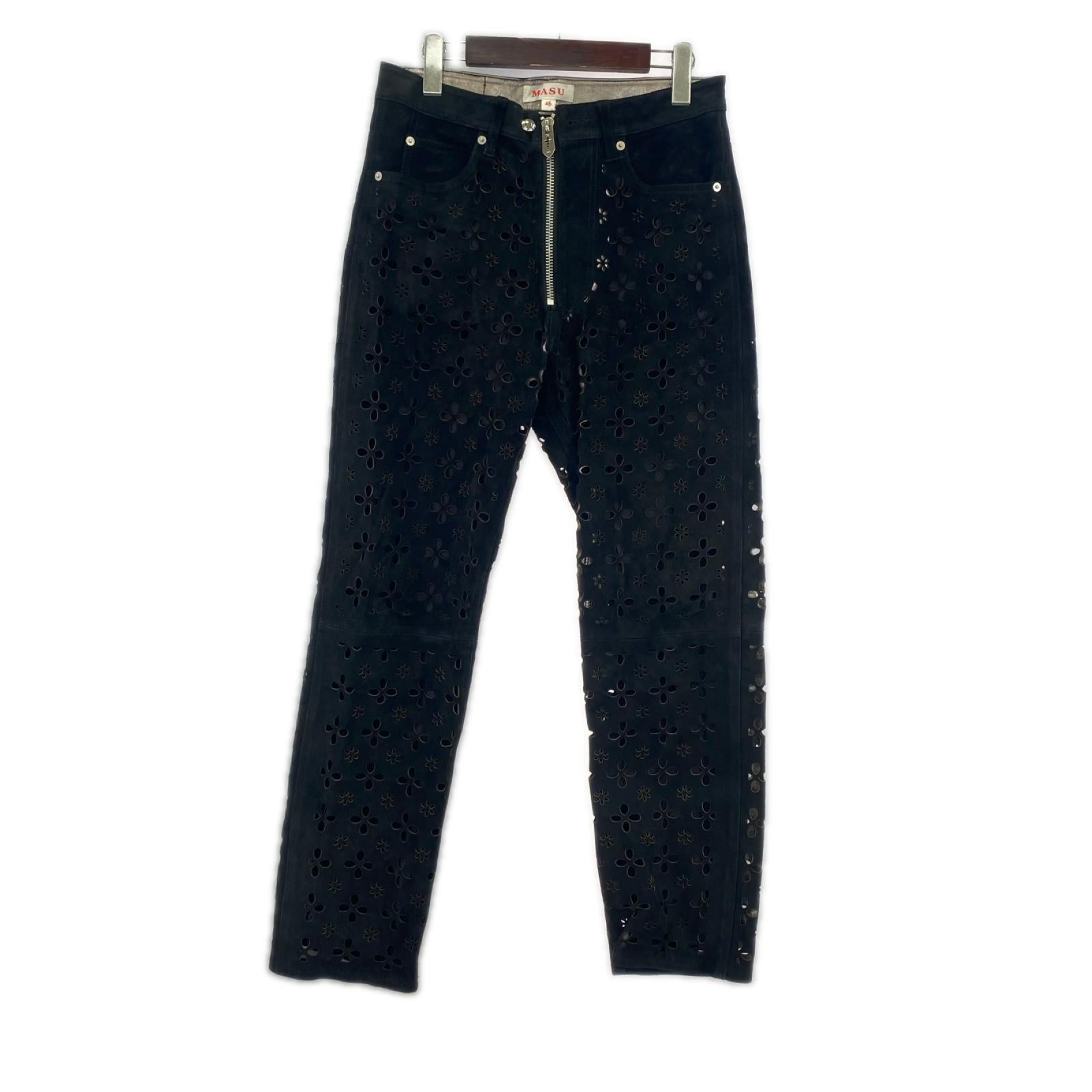 パンツ 22aw flower cut leather pants 46 46 ブラック