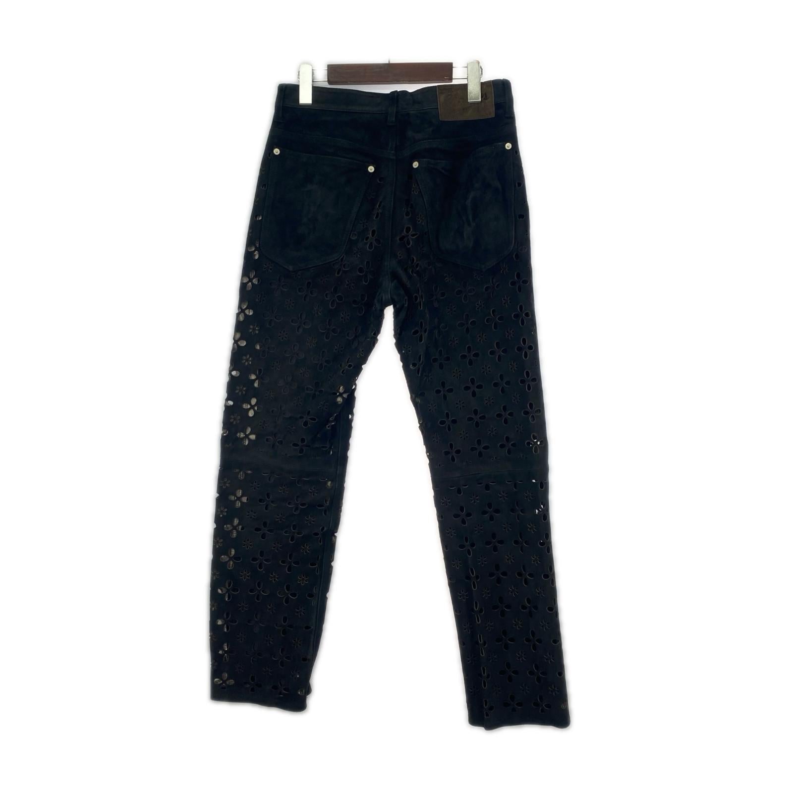 パンツ 22aw flower cut leather pants 46 46 ブラック