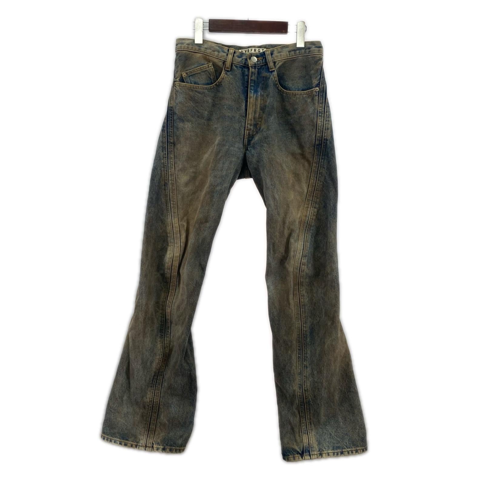 デニムパンツ 3D TWISTED WIDE LEG JEANS MUD FADED 1 1 ブルー