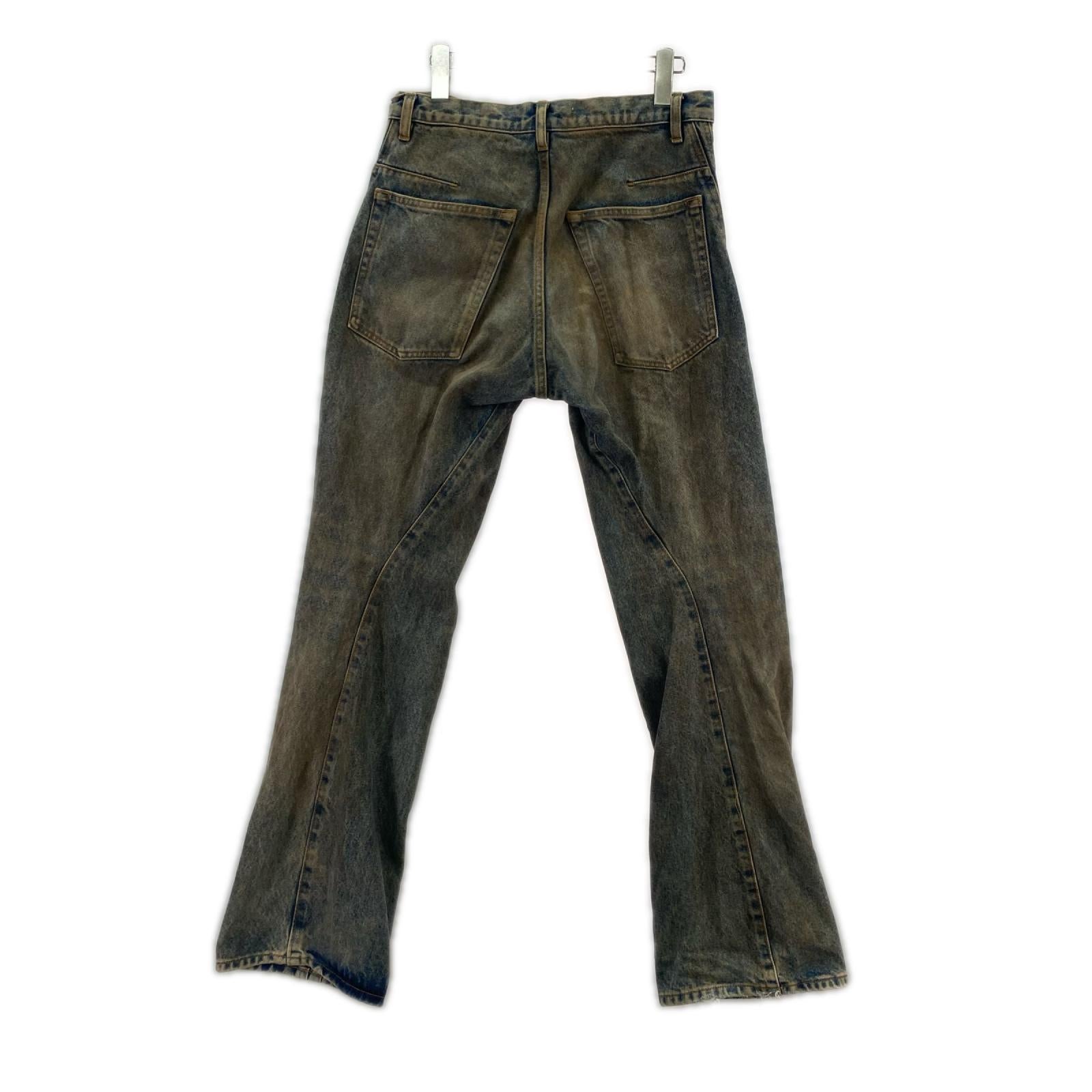 デニムパンツ 3D TWISTED WIDE LEG JEANS MUD FADED 1 1 ブルー