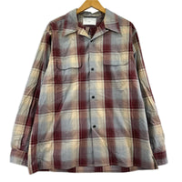 長袖シャツ OMBRE PLAID OPEN COLLAR BLOUSE 2 2 レッド
