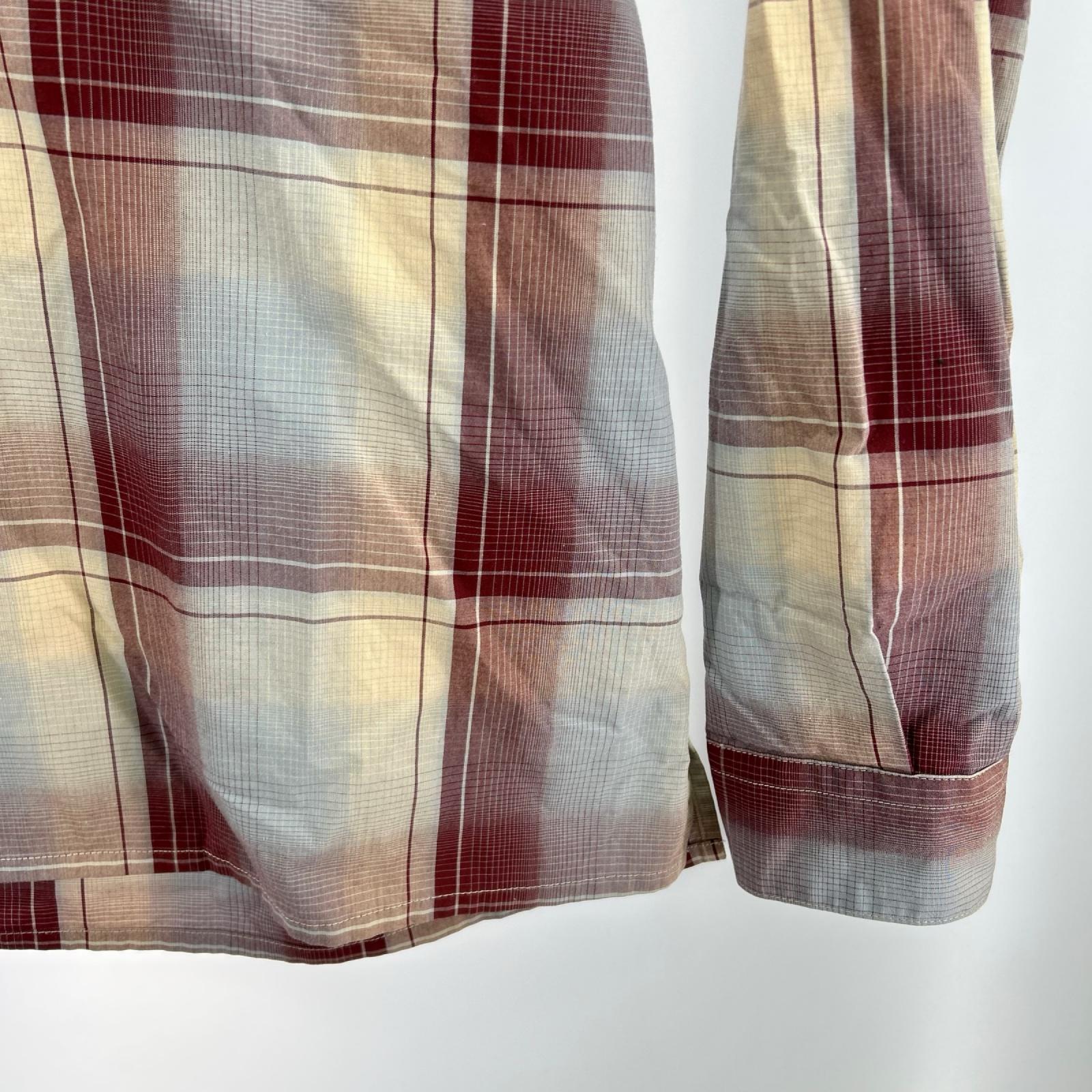 長袖シャツ OMBRE PLAID OPEN COLLAR BLOUSE 2 2 レッド
