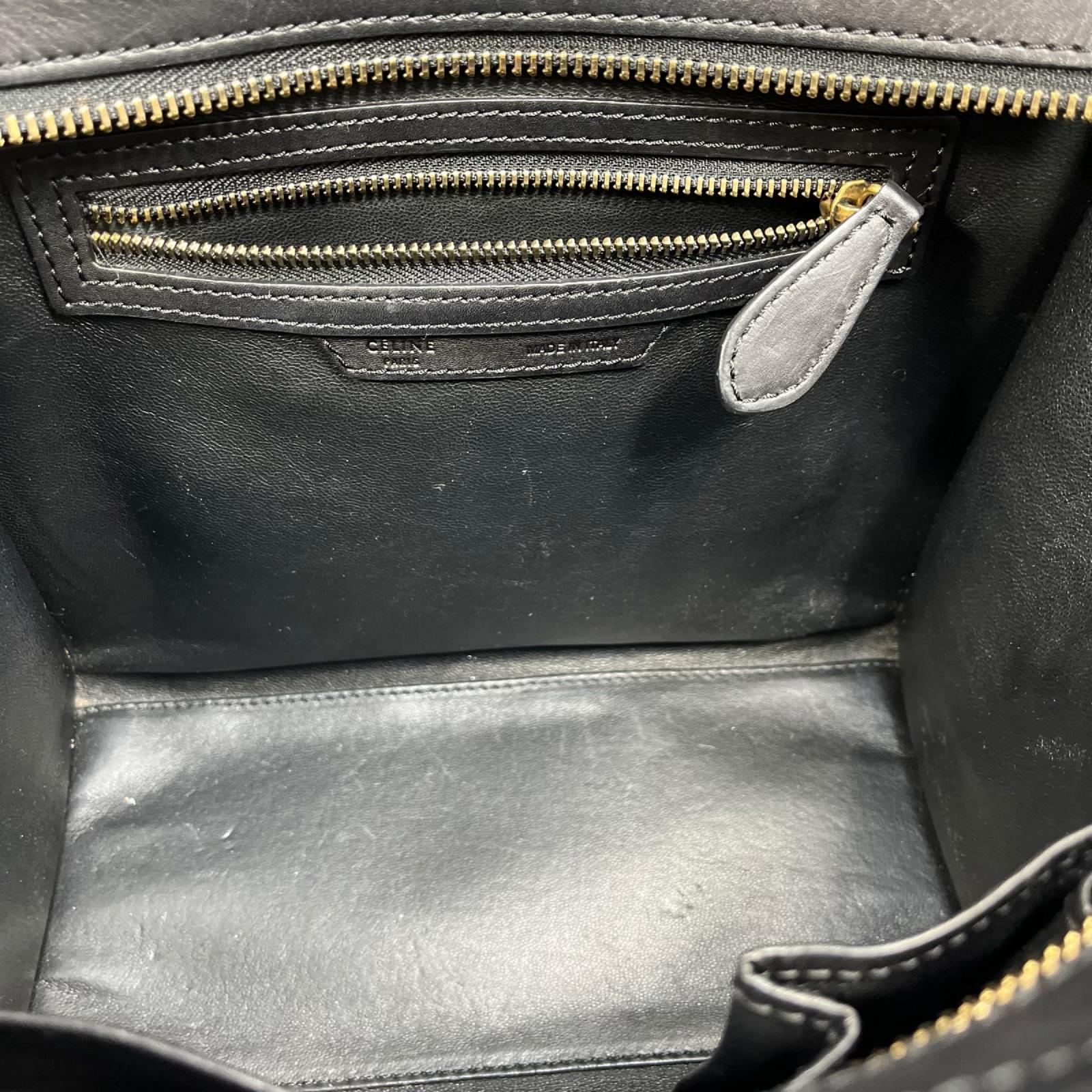 CELINE/ラゲージ ミニショッパー/ブラック×ベージュ