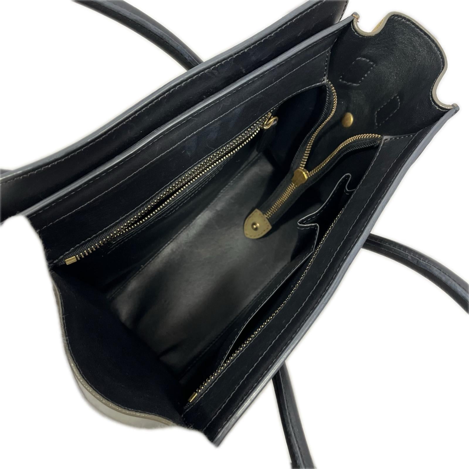 CELINE/ラゲージ ミニショッパー/ブラック×ベージュ