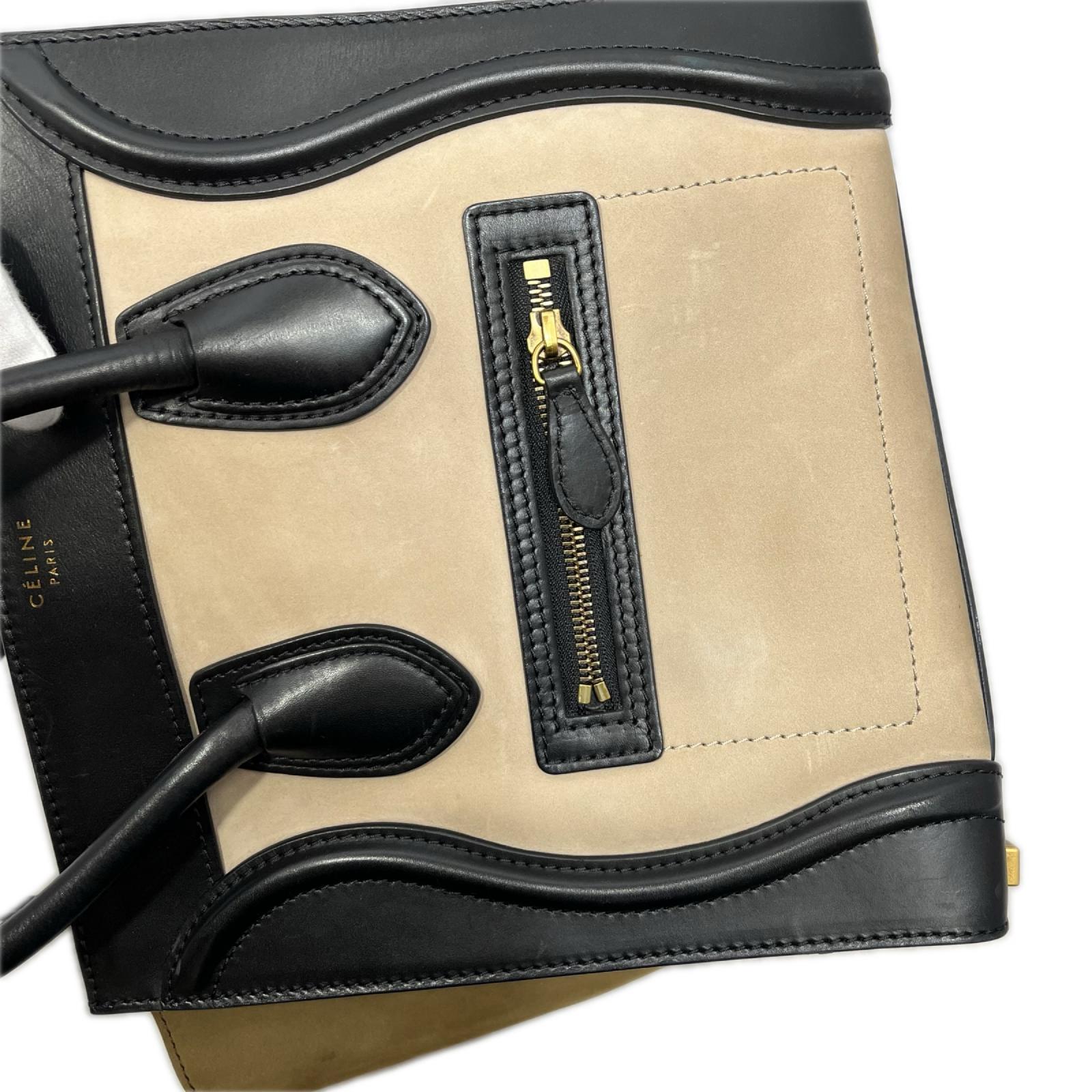 CELINE/ラゲージ ミニショッパー/ブラック×ベージュ
