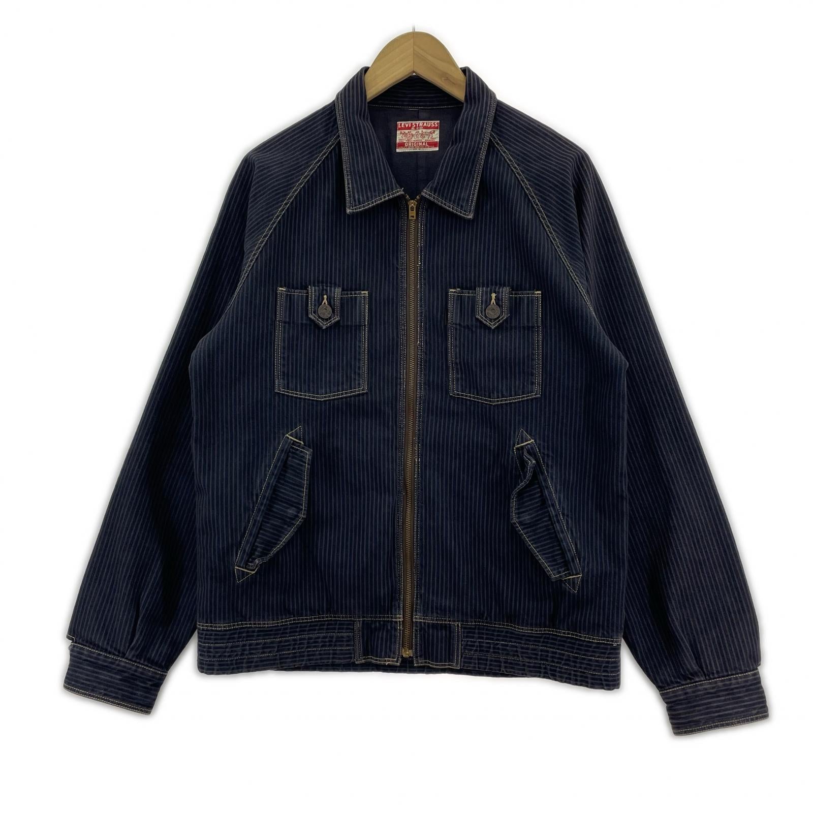 ジャケット ヒッコリー ジャケット M M ネイビー