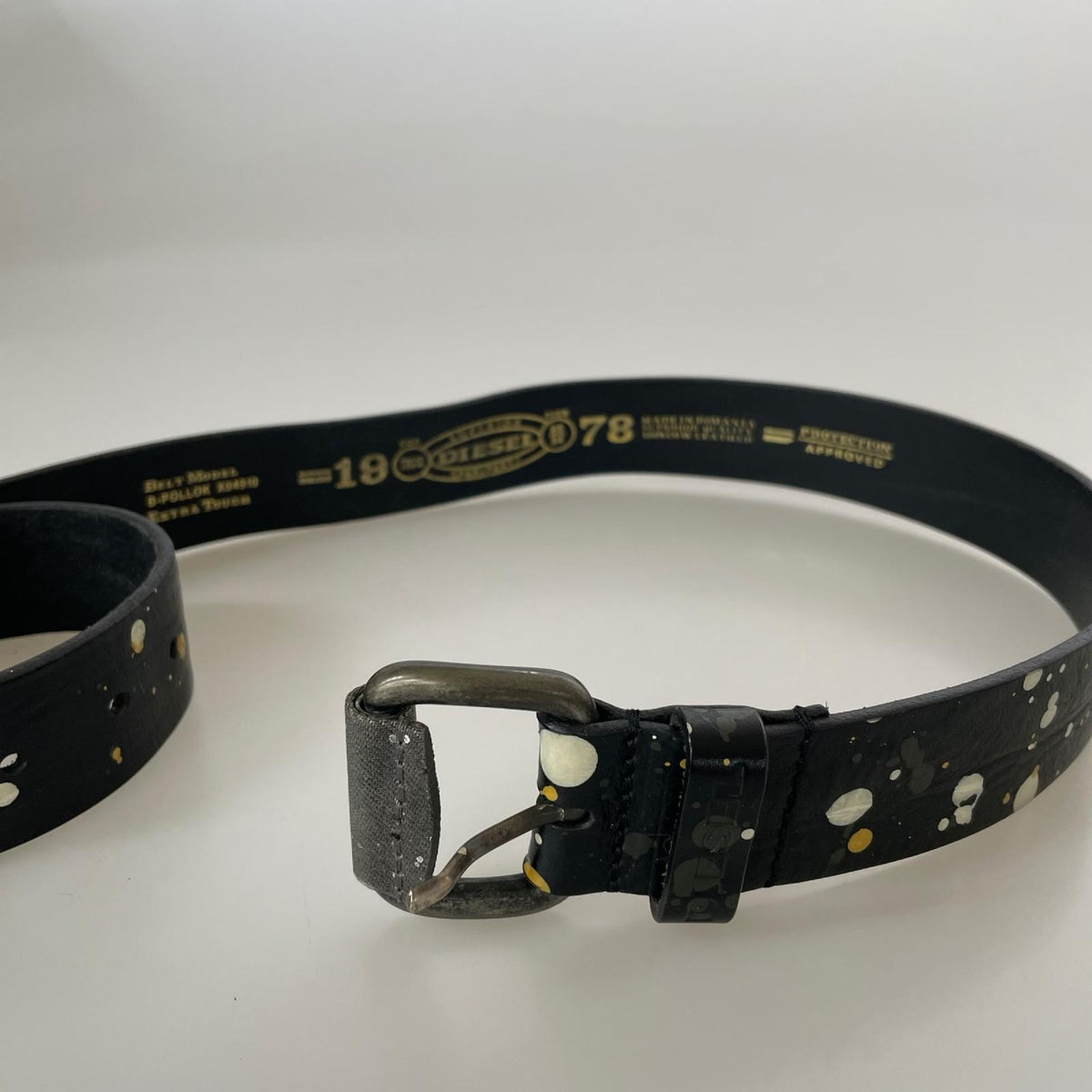 その他アクセサリー ペイント加工 レザー ベルト 黒 ブラック