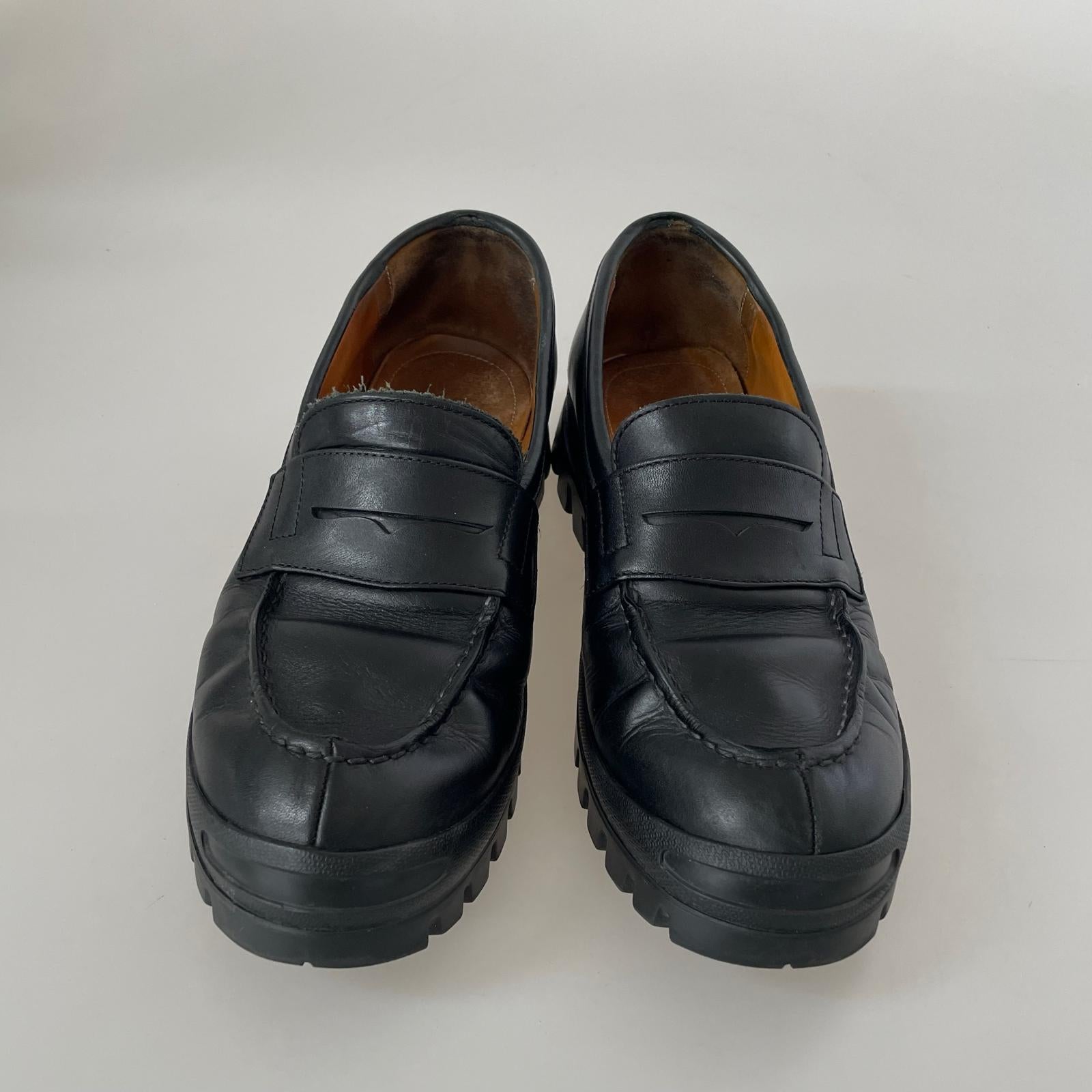 シューズ コインローファー vibramソール 黒 (5) ブラック