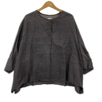 半袖Tシャツ Gauze#/リネンブラウス/ブラウン フリー ブラウン