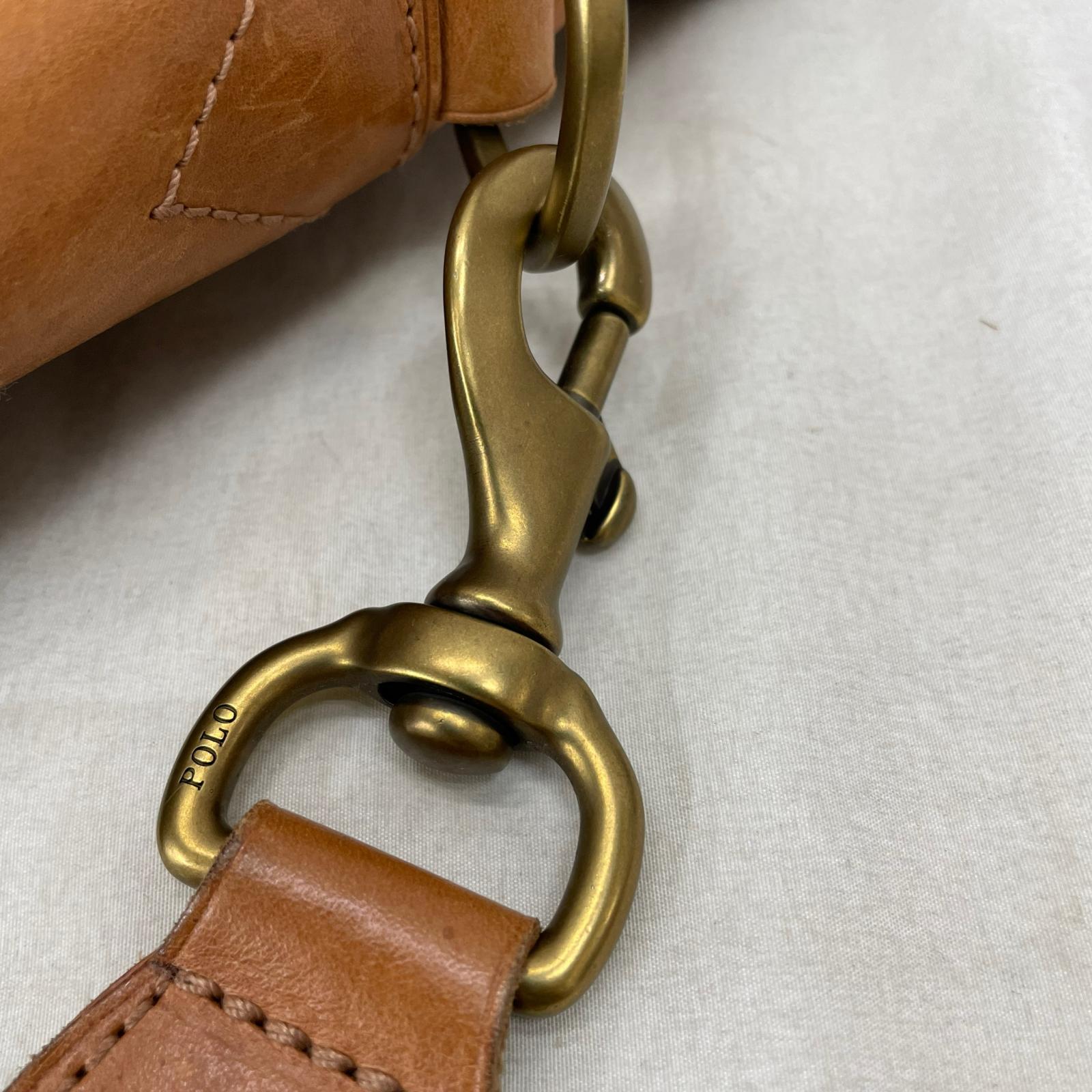 ショルダーバッグ POLO RALPH LAUREN レザーメッセンジャーバッグ 茶 ブラウン