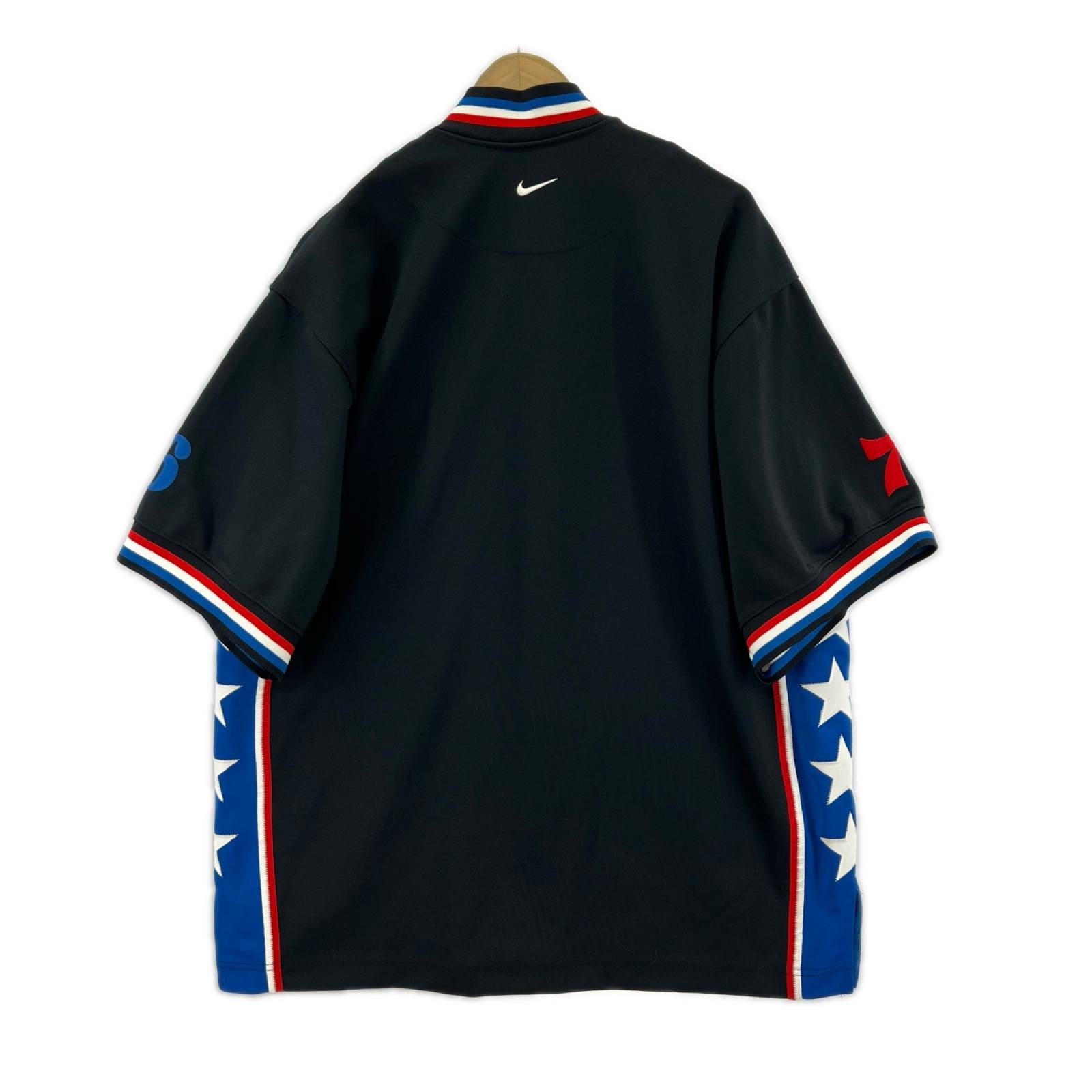 半袖シャツ NBA SIXERS 76ers フロントボタン ゲームシャツ 黒 M M ブラック