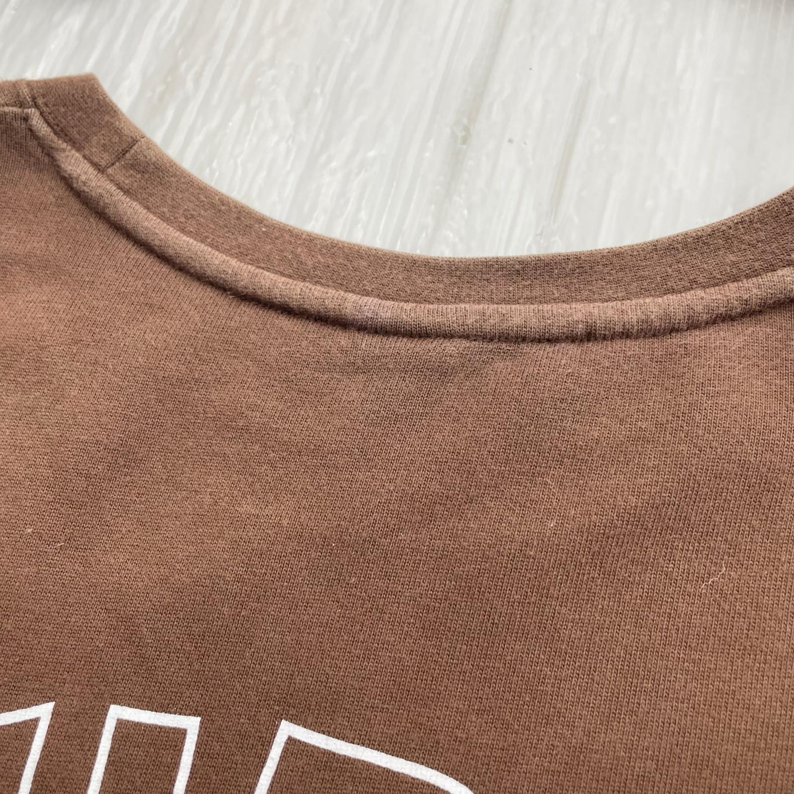 長袖Tシャツ パイル サークルプリント ポケット LS TEE 茶 L ブラウン