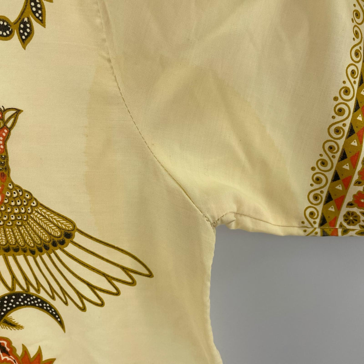 半袖シャツ 70s 鳳凰 オープンカラーシャツ ベージュ ベージュ