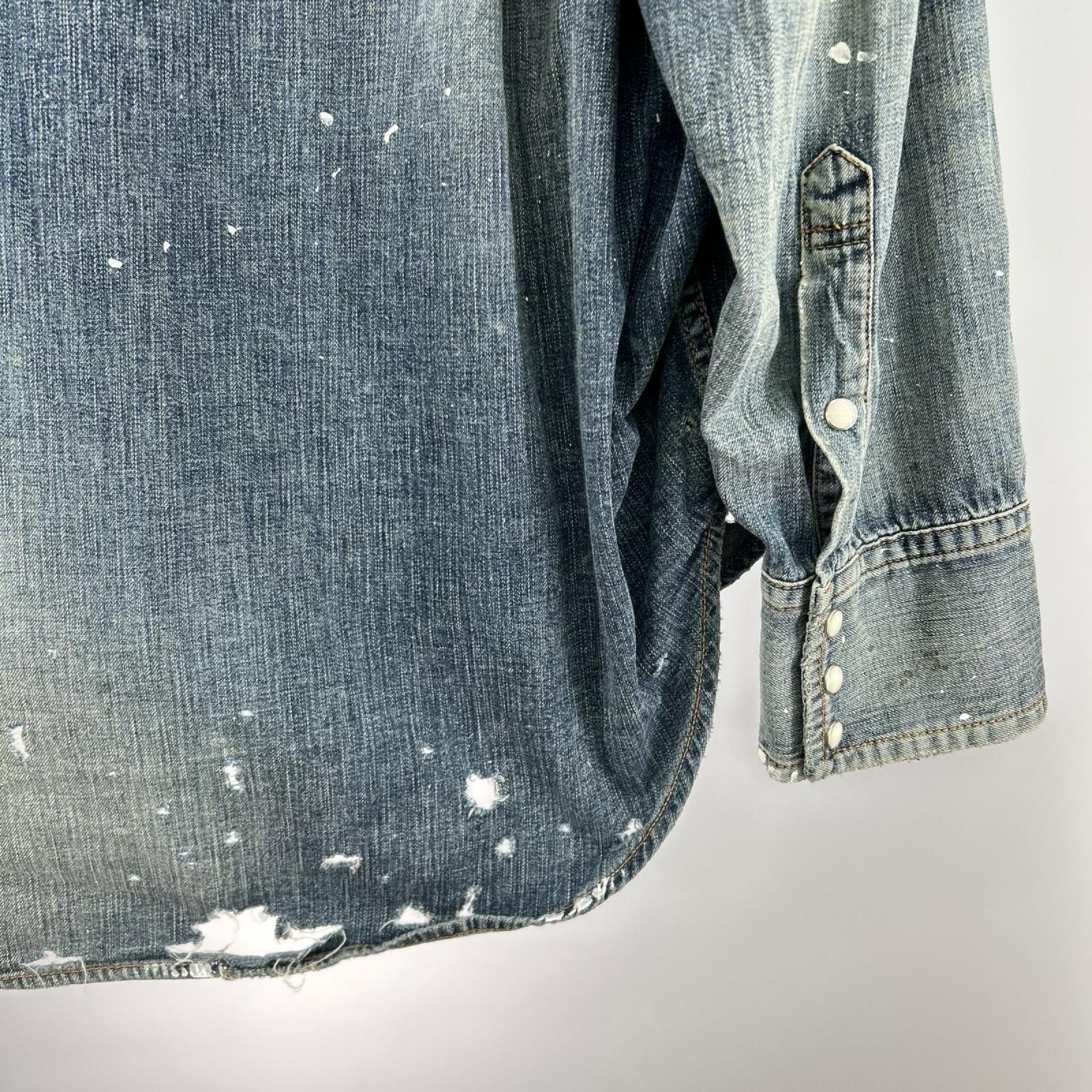 長袖シャツ MIHARA YASUHIRO Kids Sticker Printed Denim Shirt デニムシャツ 46 インディゴ