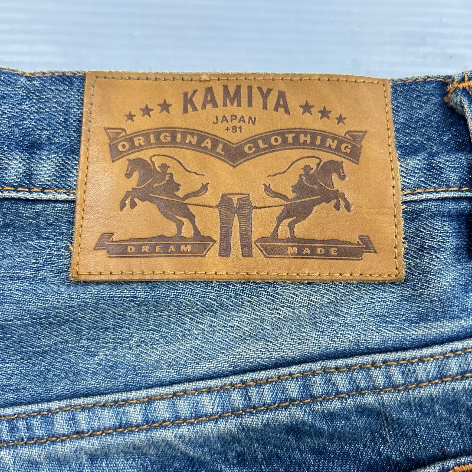 デニムパンツ KAMIYA クラッシュフレアデニムパンツ M インディゴ M