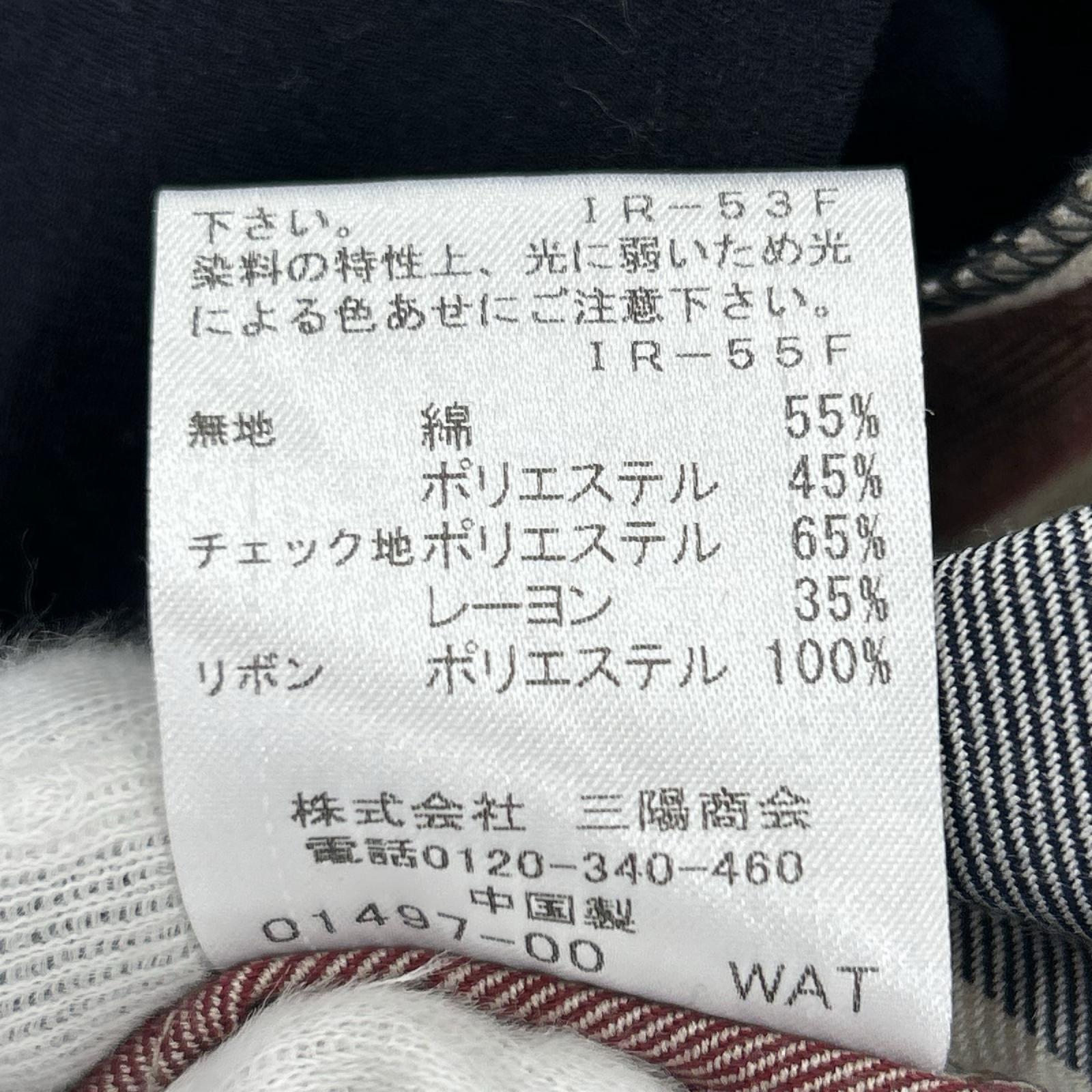 ワンピース サイドチェック L/Sワンピース ネイビー 38 38 ネイビー