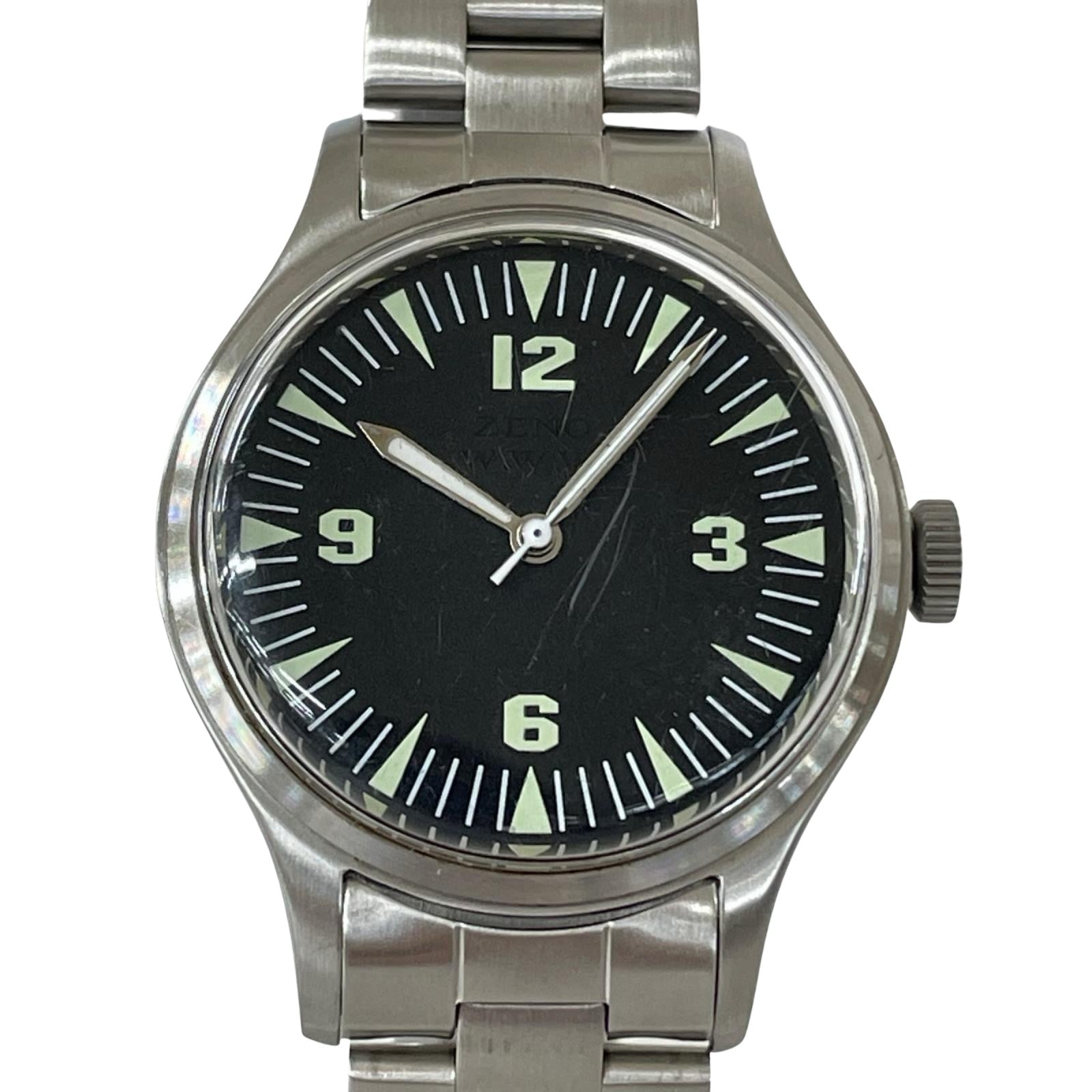 腕時計 ZENO WATCH クォーツ アナログ W.W.W ミリタリー 黒 腕時計