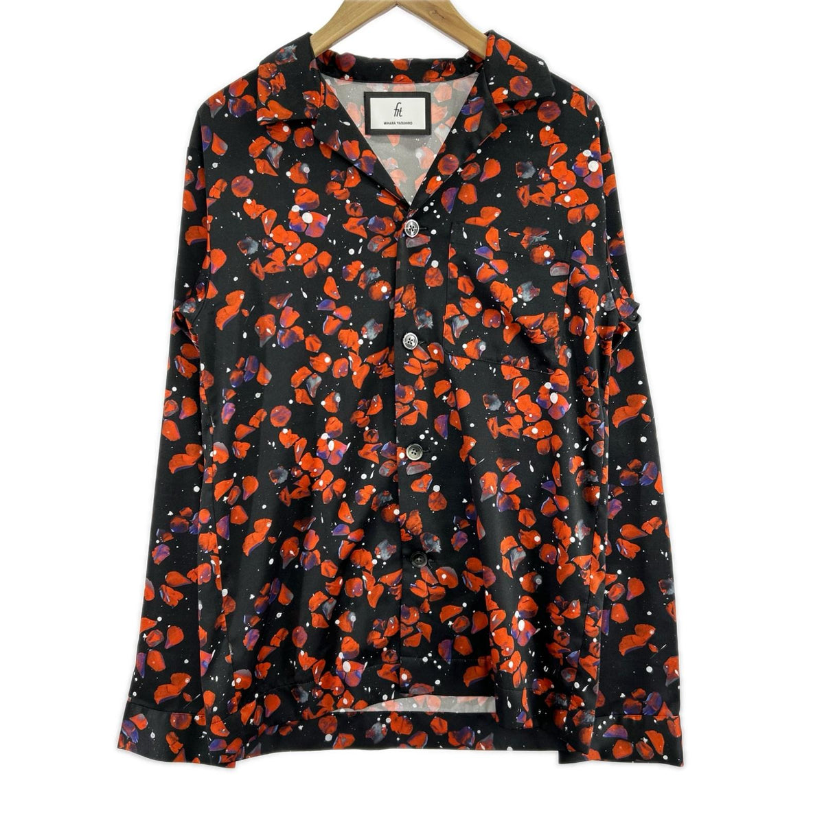 長袖シャツ Flower-fall Printed Shirt ブラック