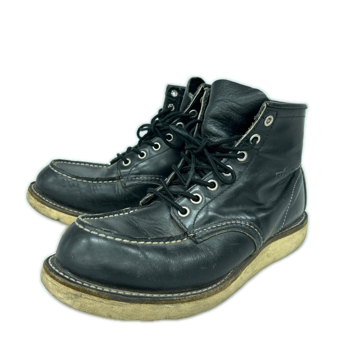 ブーツ 刺繍タグ クラシックモック 黒 ブラック