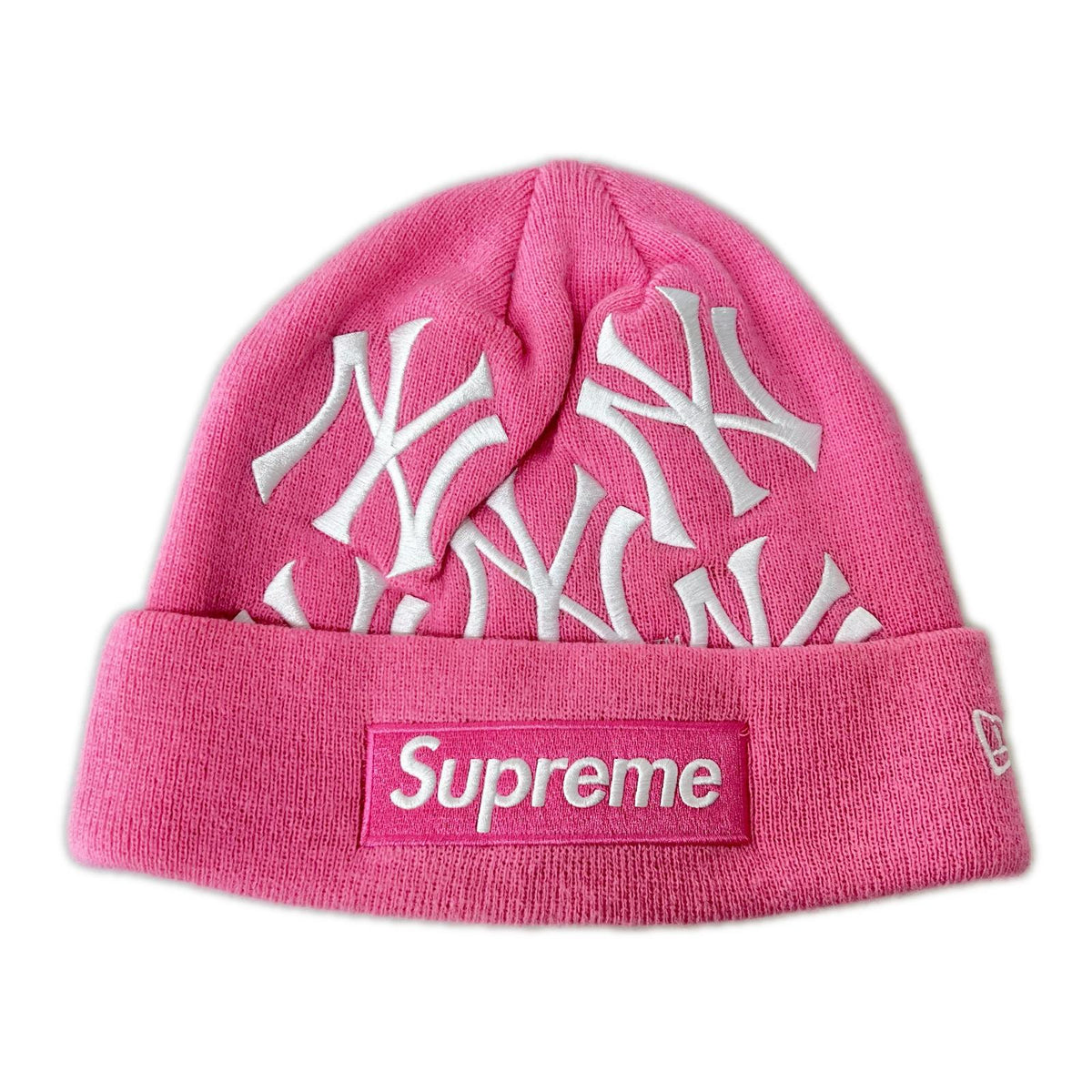 ニットキャップ 21AW NY New Era Box Logo Beanie ピンク