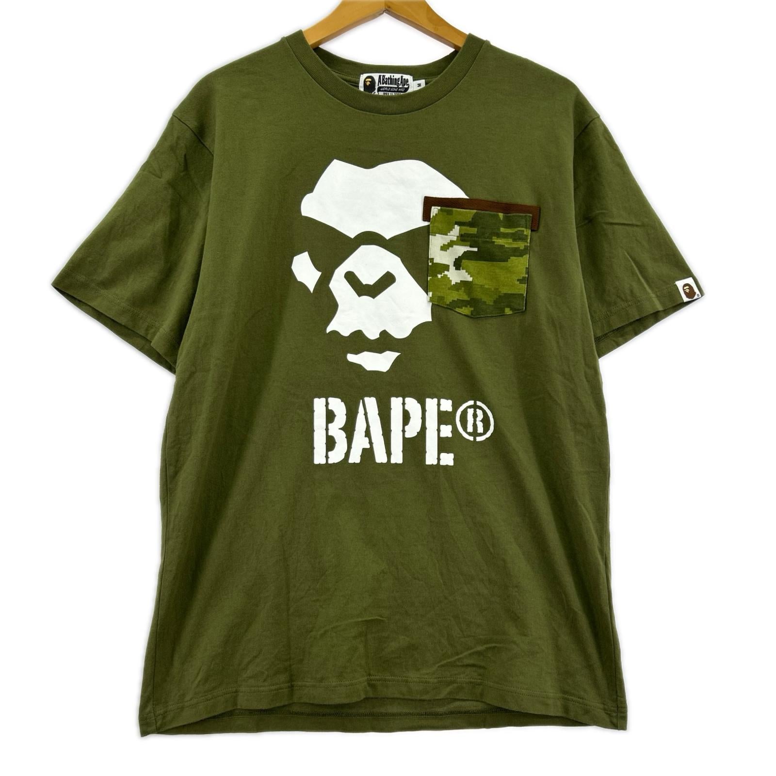 半袖Tシャツ MULTI PIXEL CAMO MAD APE FACE POCKET TEE M グリーン