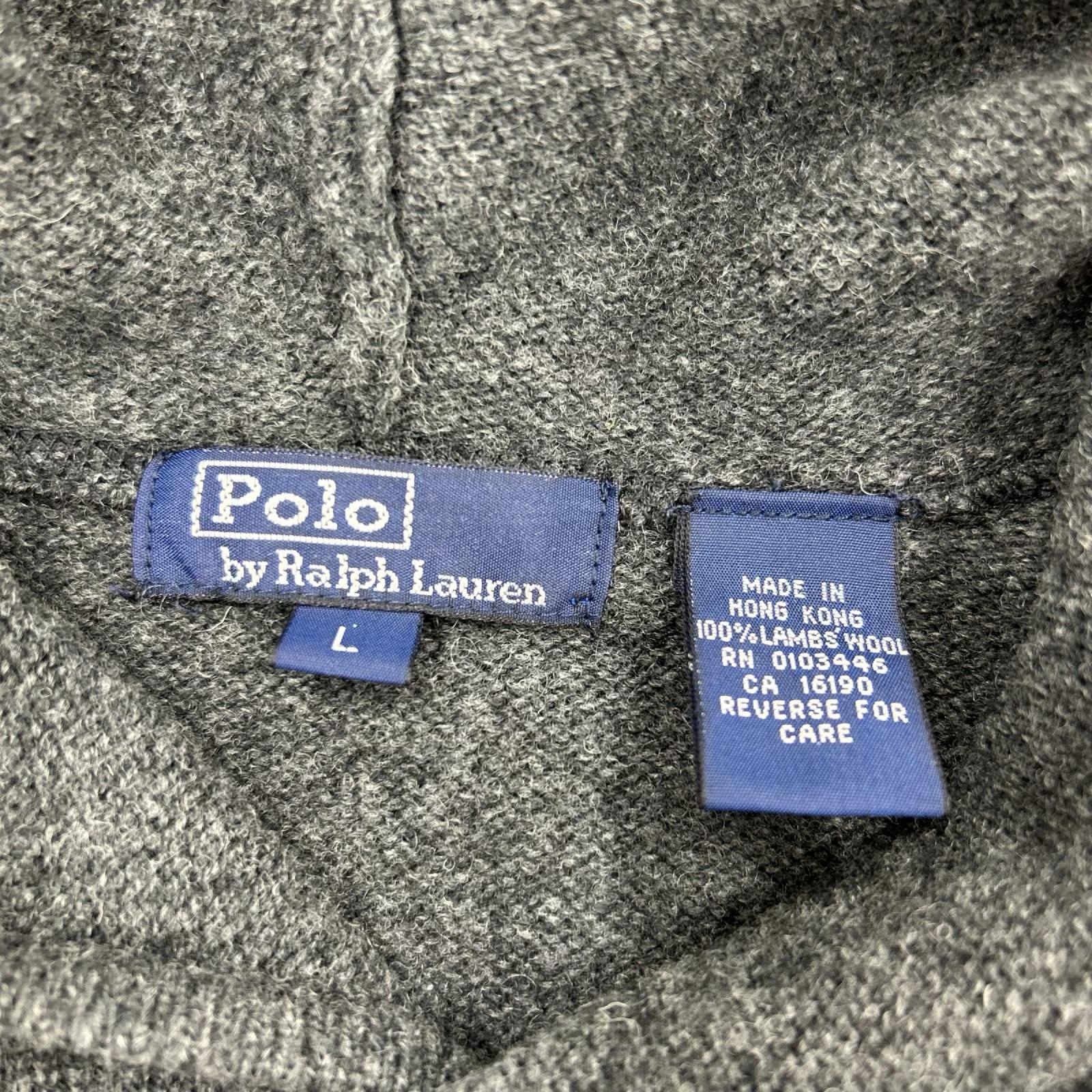 ニット 90s 香港製 ラムウールフーディ GRY (L) L グレー