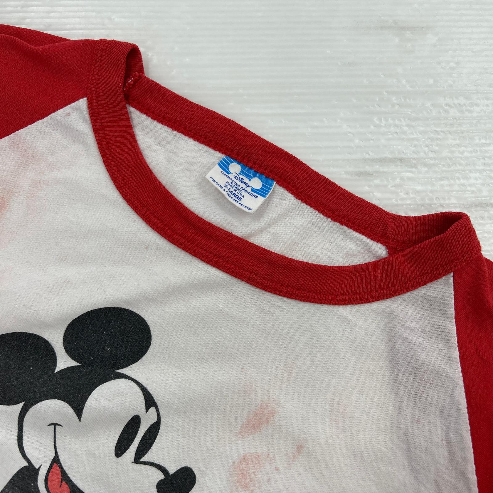 半袖Tシャツ disney 90s ミッキー 白足 USA製 XL