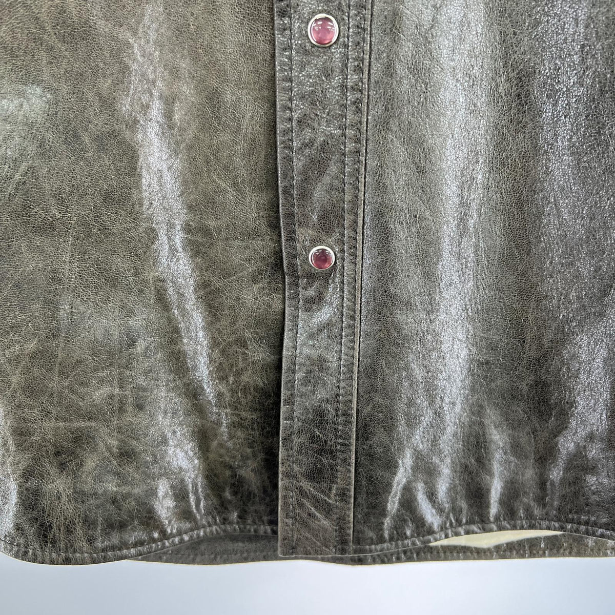 ジャケット RED EAR Lamb Leather Western Shirt M L ブラウン