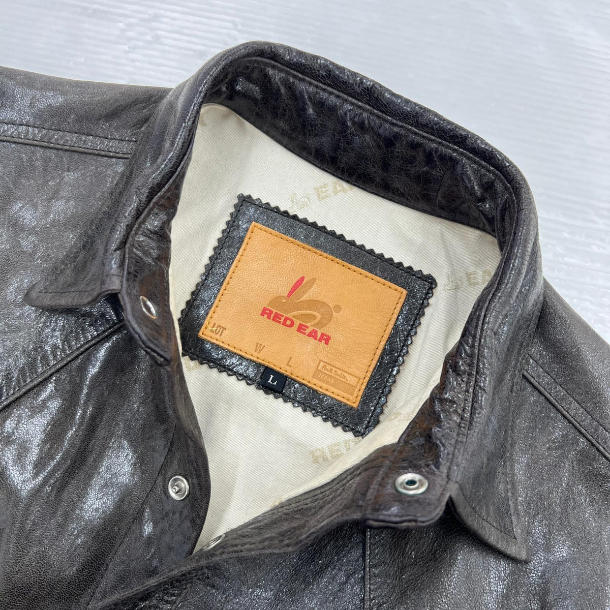 ジャケット RED EAR Lamb Leather Western Shirt M L ブラウン