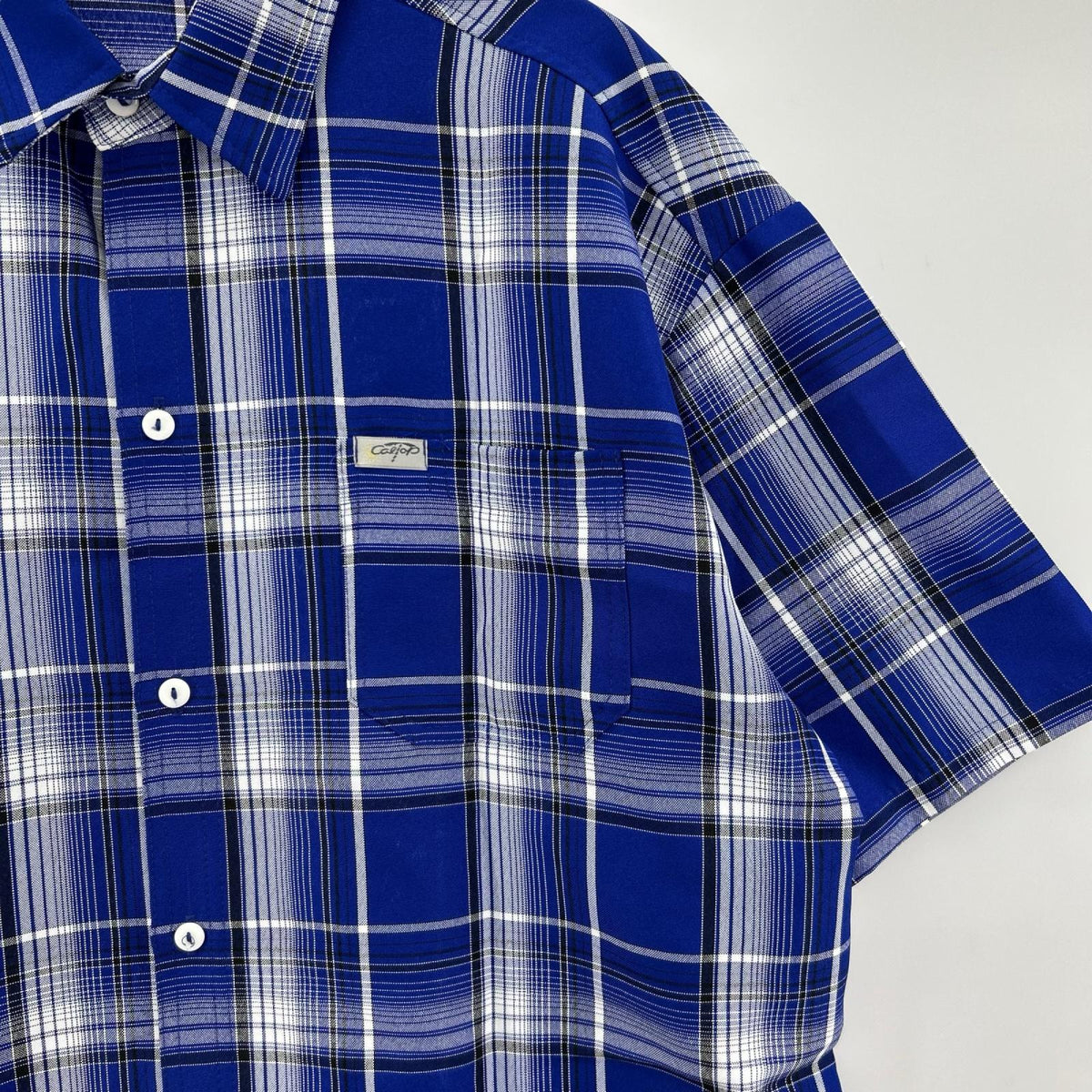 半袖シャツ CAL TOP S/Sチェックシャツ 青 (L) L ブルー
