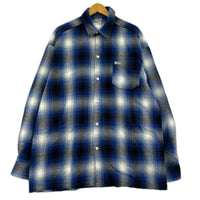 長袖シャツ CAL TOP オンブレチェックシャツ 青 (XL) ブルー