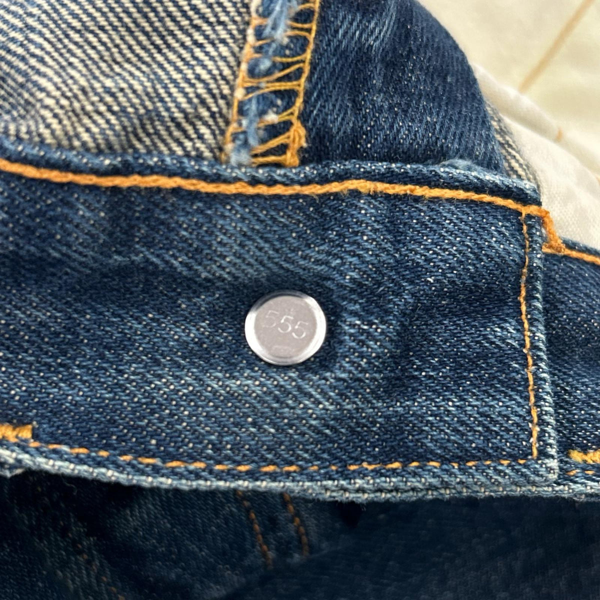 デニムパンツ 201 USA製 裏刻印555 シンチバック 34 ネイビー