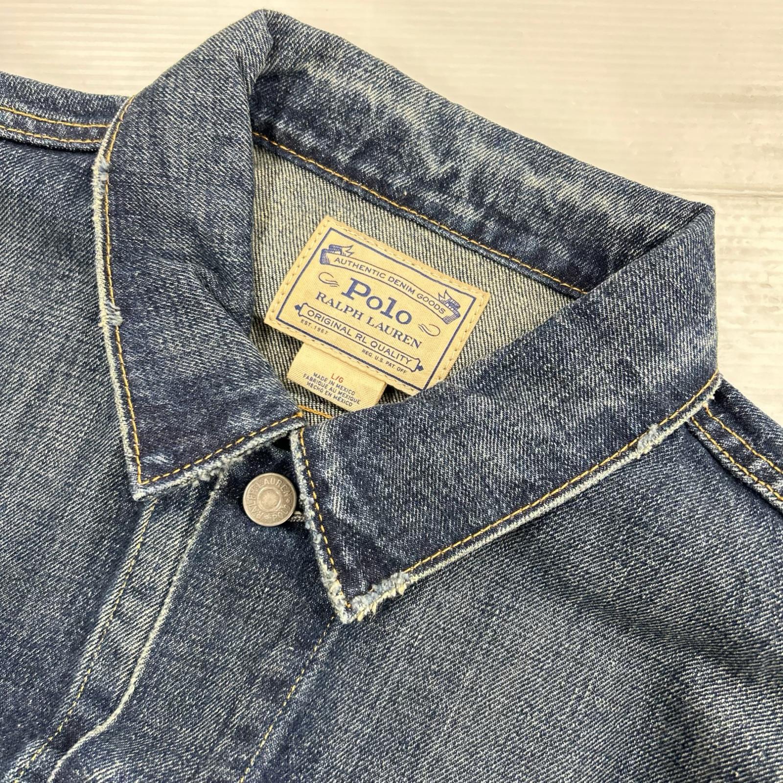 デニムジャケット POLO RALPH LAUREN フェイデッド 3rdタイプ デニムトラッカージャケット L L ブルー