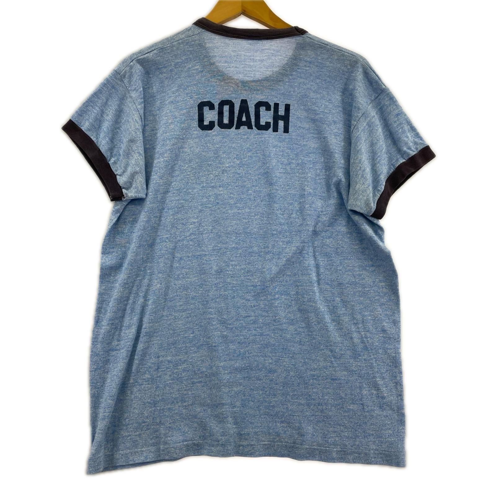 半袖Tシャツ OLD・VINTAGE 80s RUSSELL 金タグ リンガーTEE 青 (L) L ブルー