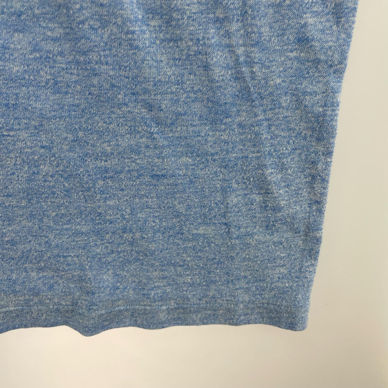 半袖Tシャツ OLD・VINTAGE 80s RUSSELL 金タグ リンガーTEE 青 (L) L ブルー