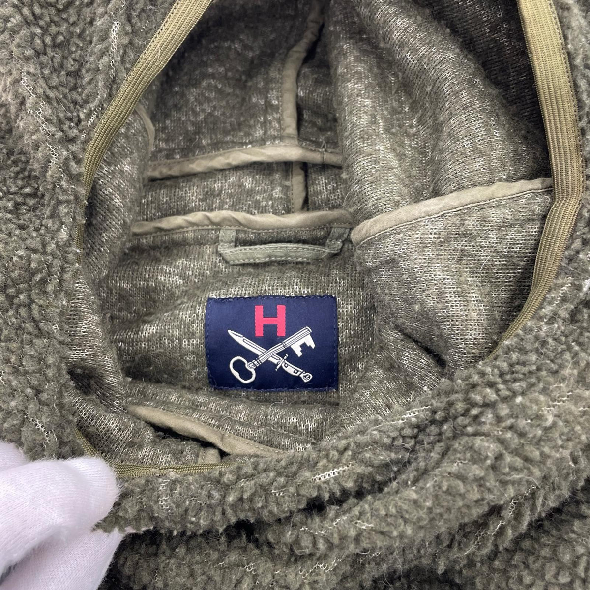 スウェット HAWKWOOD MERCANTILE ミリタリボアパーカー カーキ M M カーキ